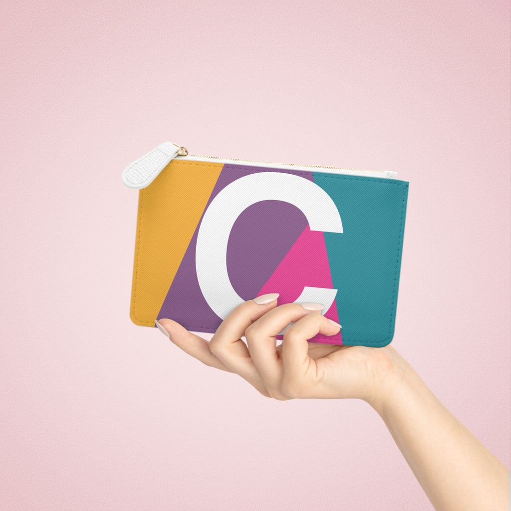 Initial C Mini Clutch — Colorblock Monogram Wristlet Wallet
