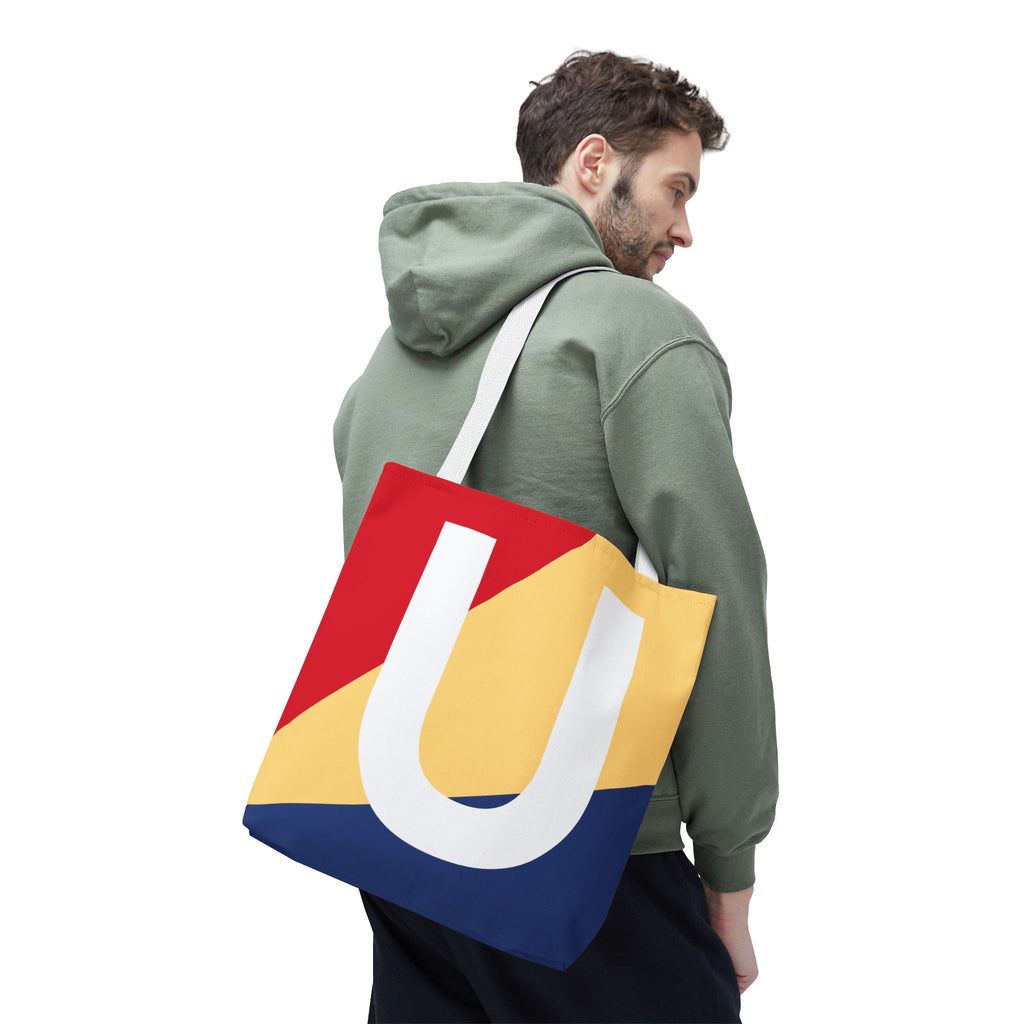 Monogram 'U' Colorblock Tote Bag — Personalized Initial U Shoulder Tote