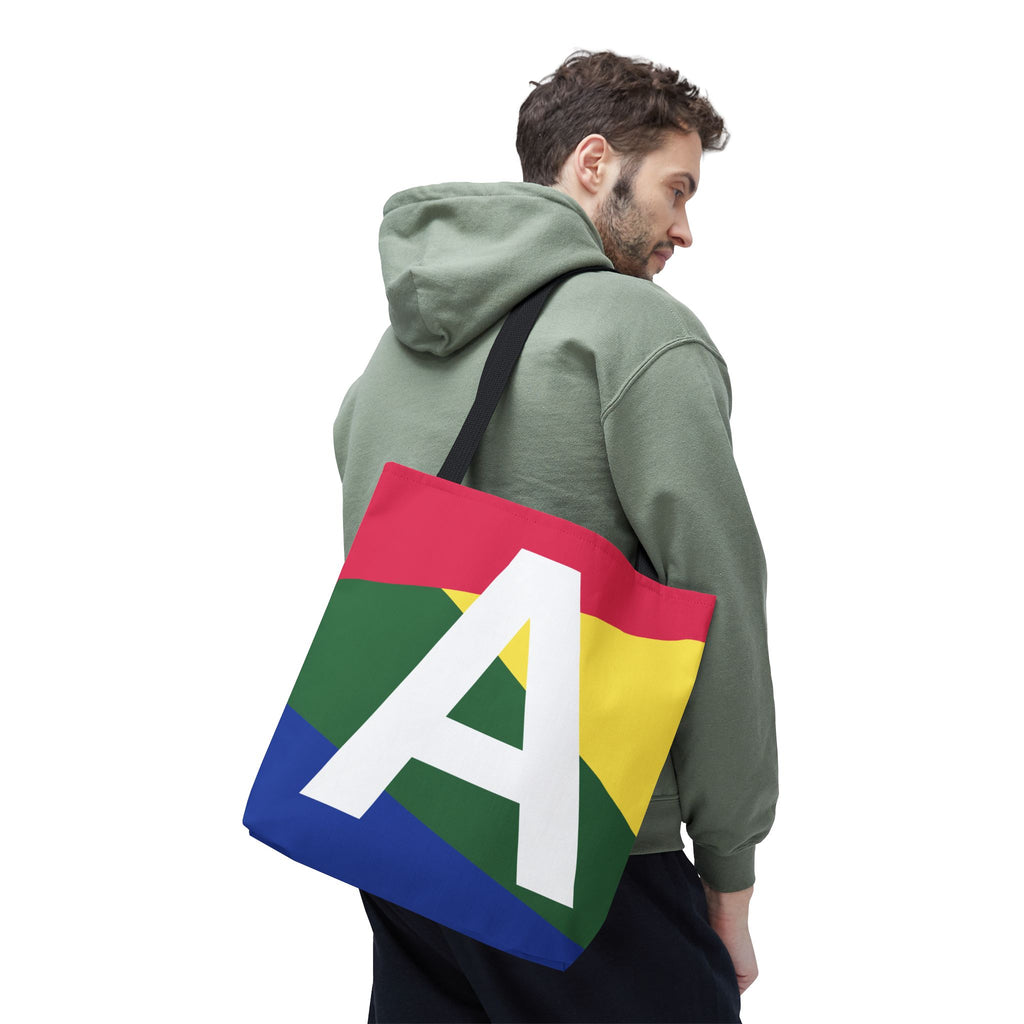Monogram 'A' Colorblock Tote Bag — Personalized Initial A Shoulder Tote