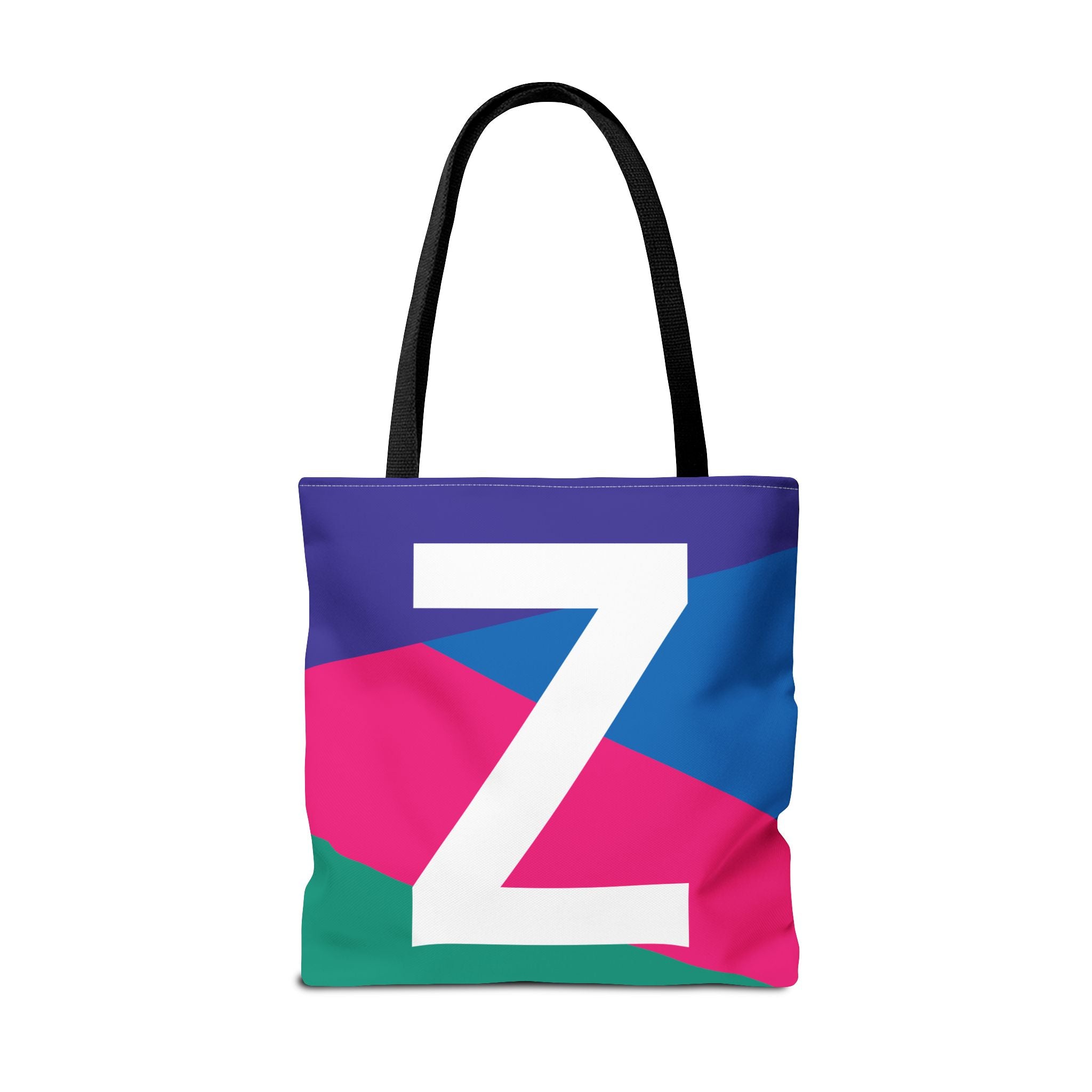 Monogram 'Z' Colorblock Tote Bag — Personalized Initial Z Shoulder Tote