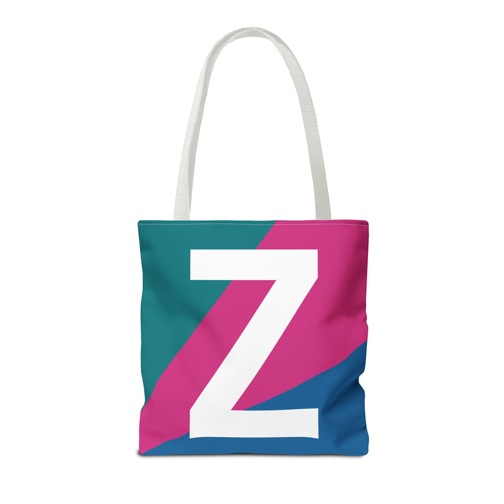 Monogram 'Z' Colorblock Tote Bag — Personalized Initial Z Shoulder Tote