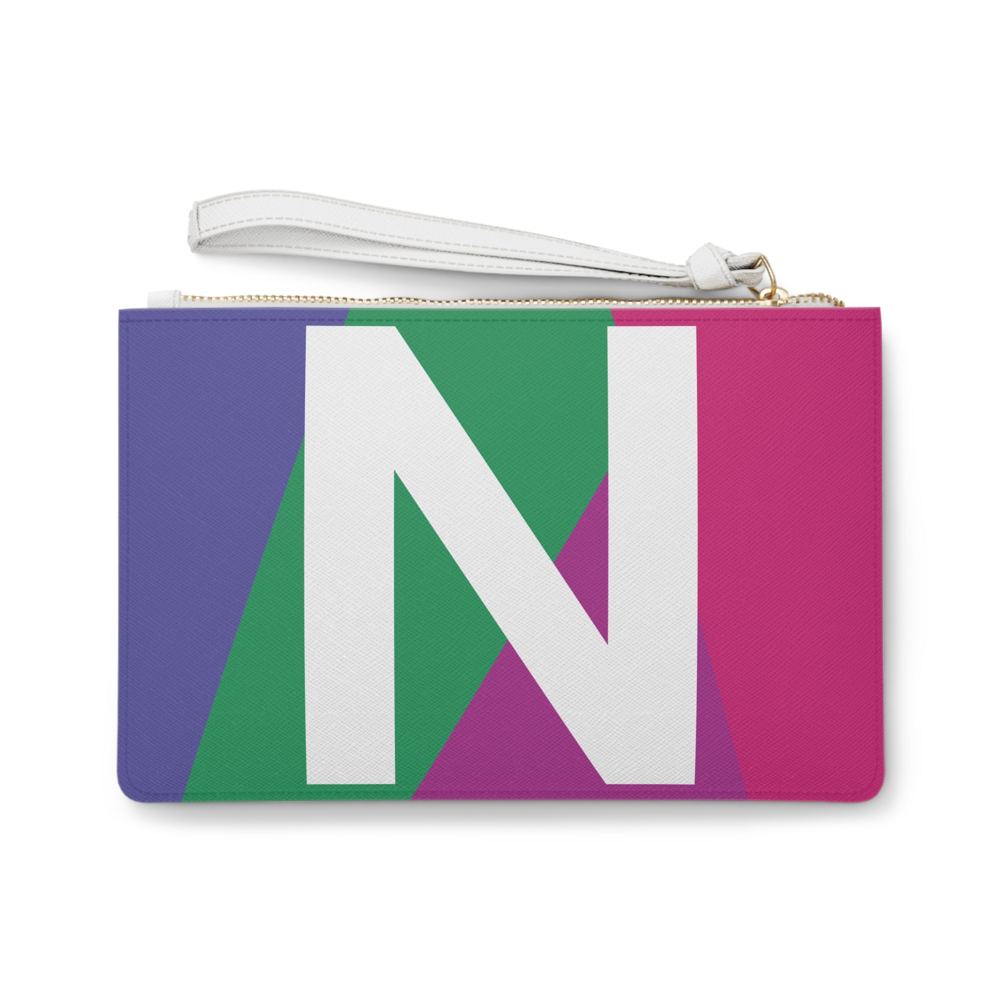 Monogram 'N' Colorblock Clutch Bag — Bold Geometric Wristlet for Everyday & Gifts