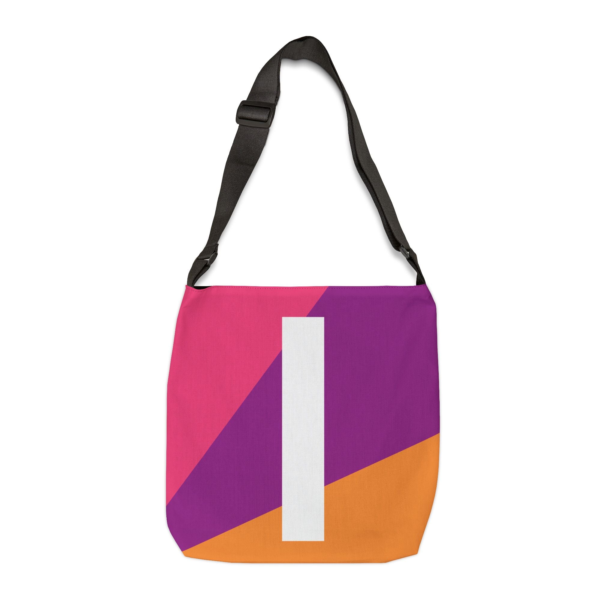 Initial Letter 'I' Colorblock Adjustable Tote Bag — Monogram Alphabet Shoulder Bag