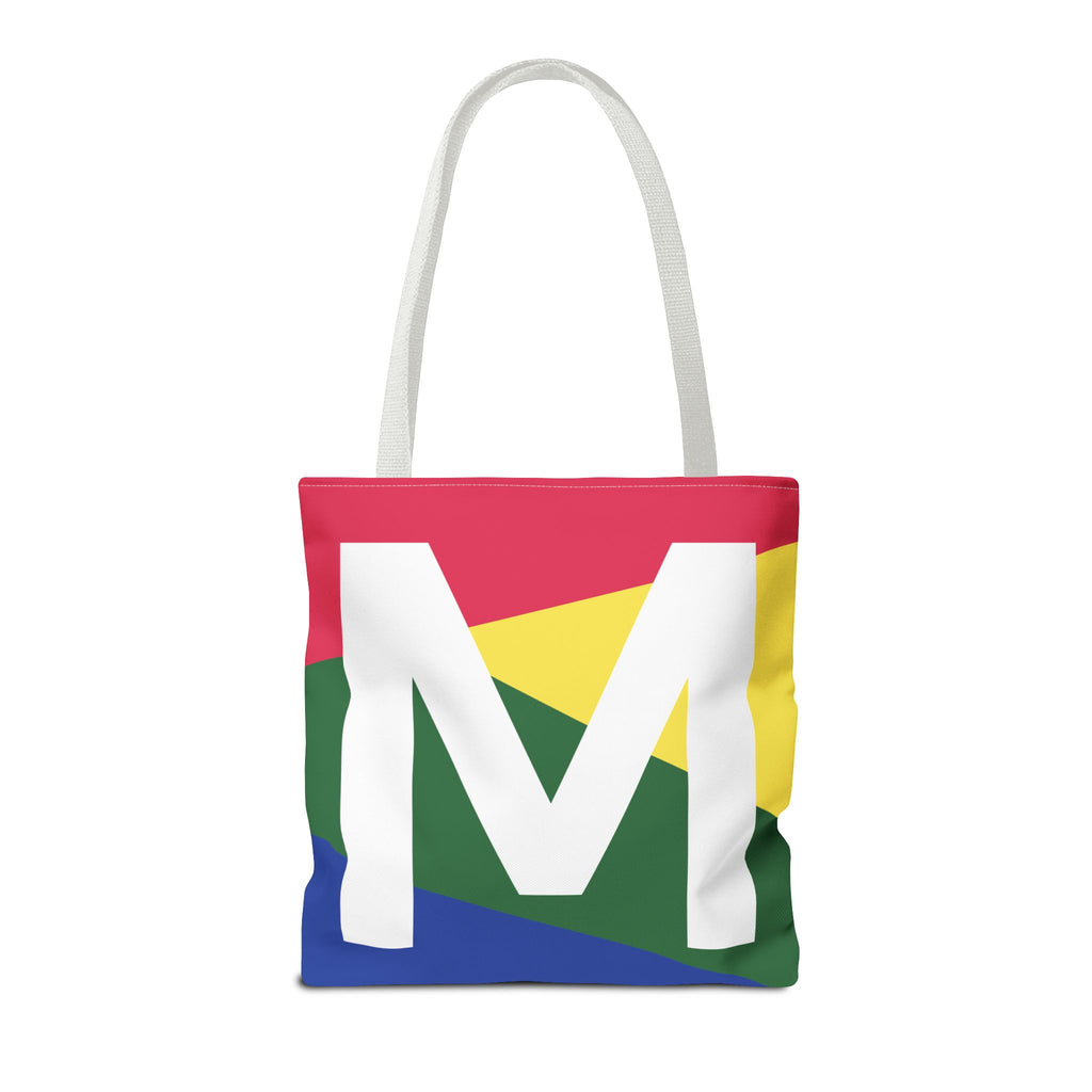 Monogram 'M' Colorblock Tote Bag — Personalized Initial M Shoulder Tote