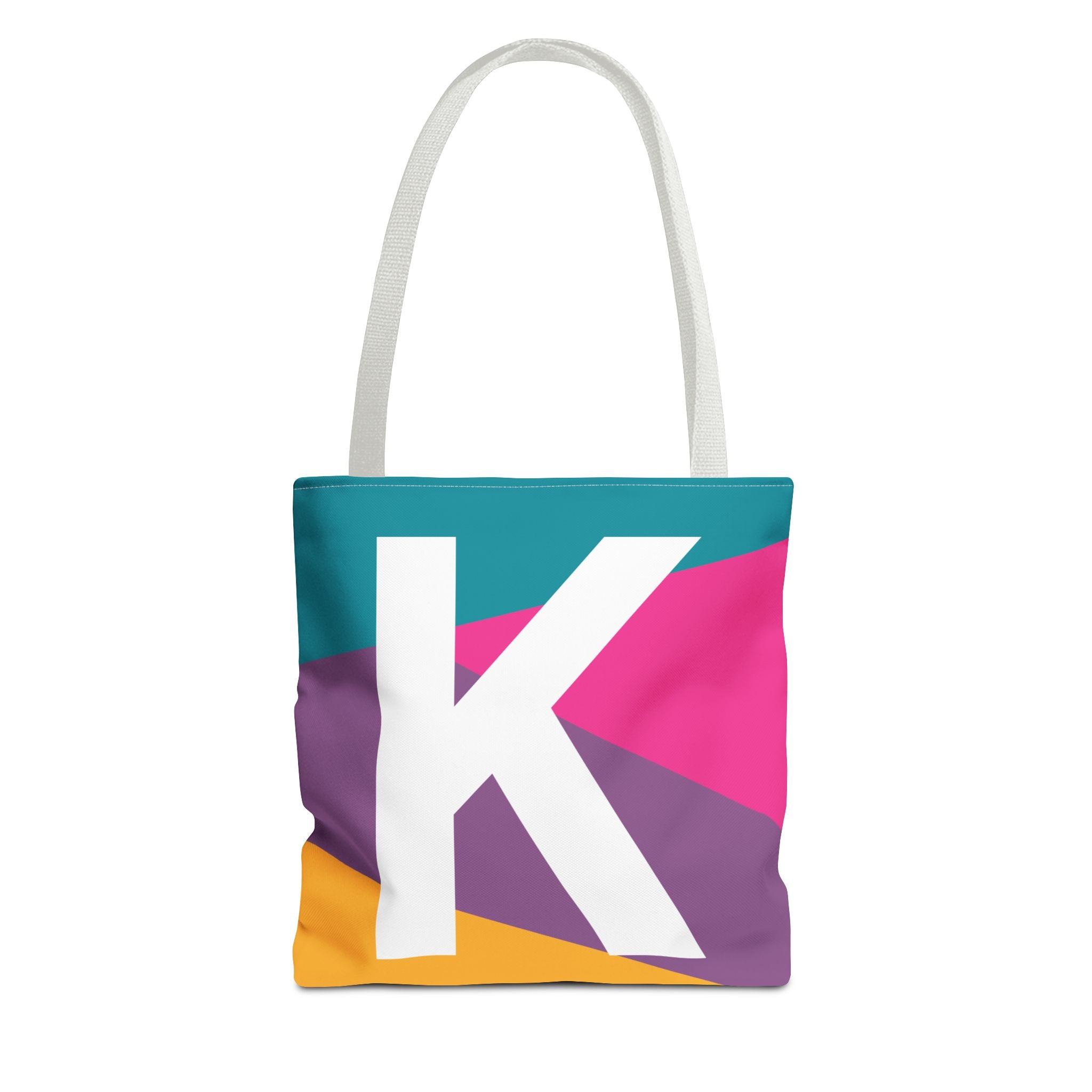 Monogram 'K' Colorblock Tote Bag — Personalized Initial K Shoulder Tote