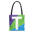 Monogram 'T' Colorblock Tote Bag — Personalized Initial T Shoulder Tote