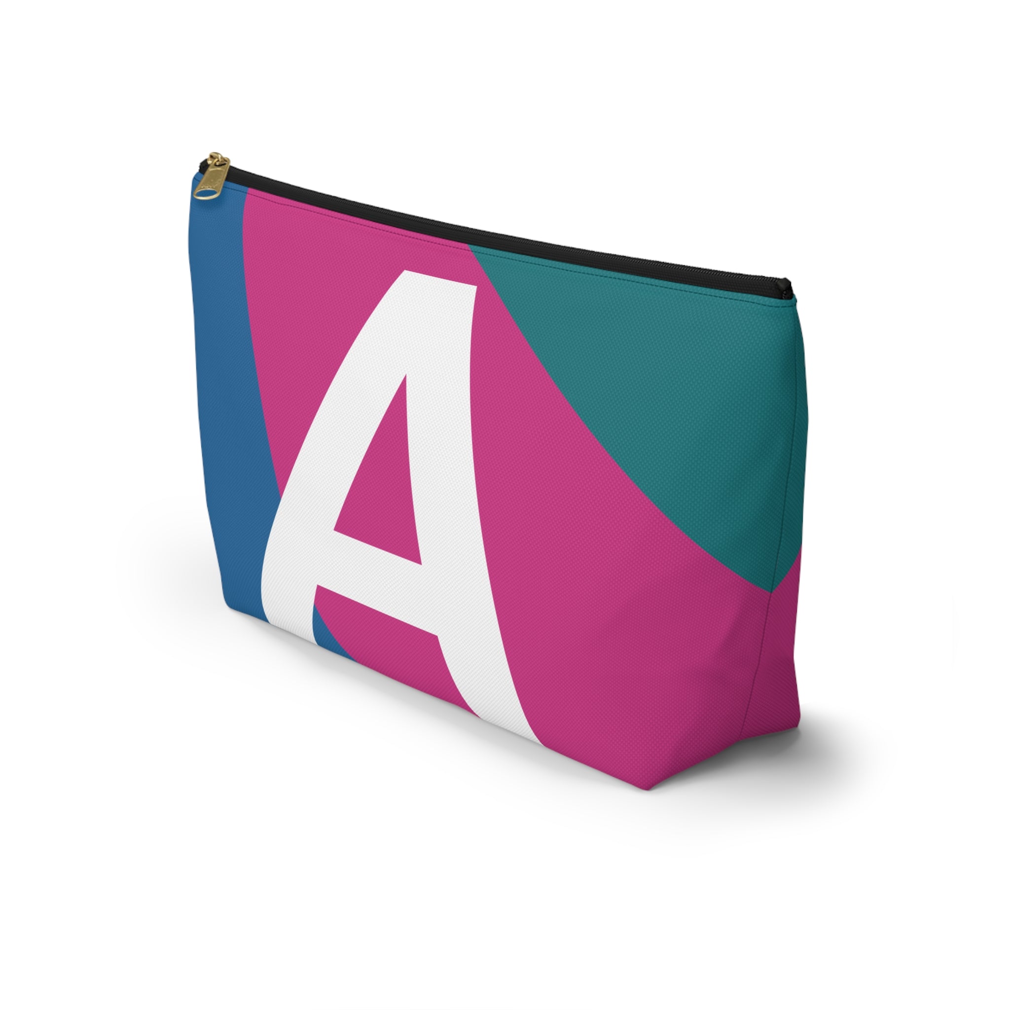 Initials Colorblock Accessory Pouch — Monogram A T-Bottom Cosmetic Bag