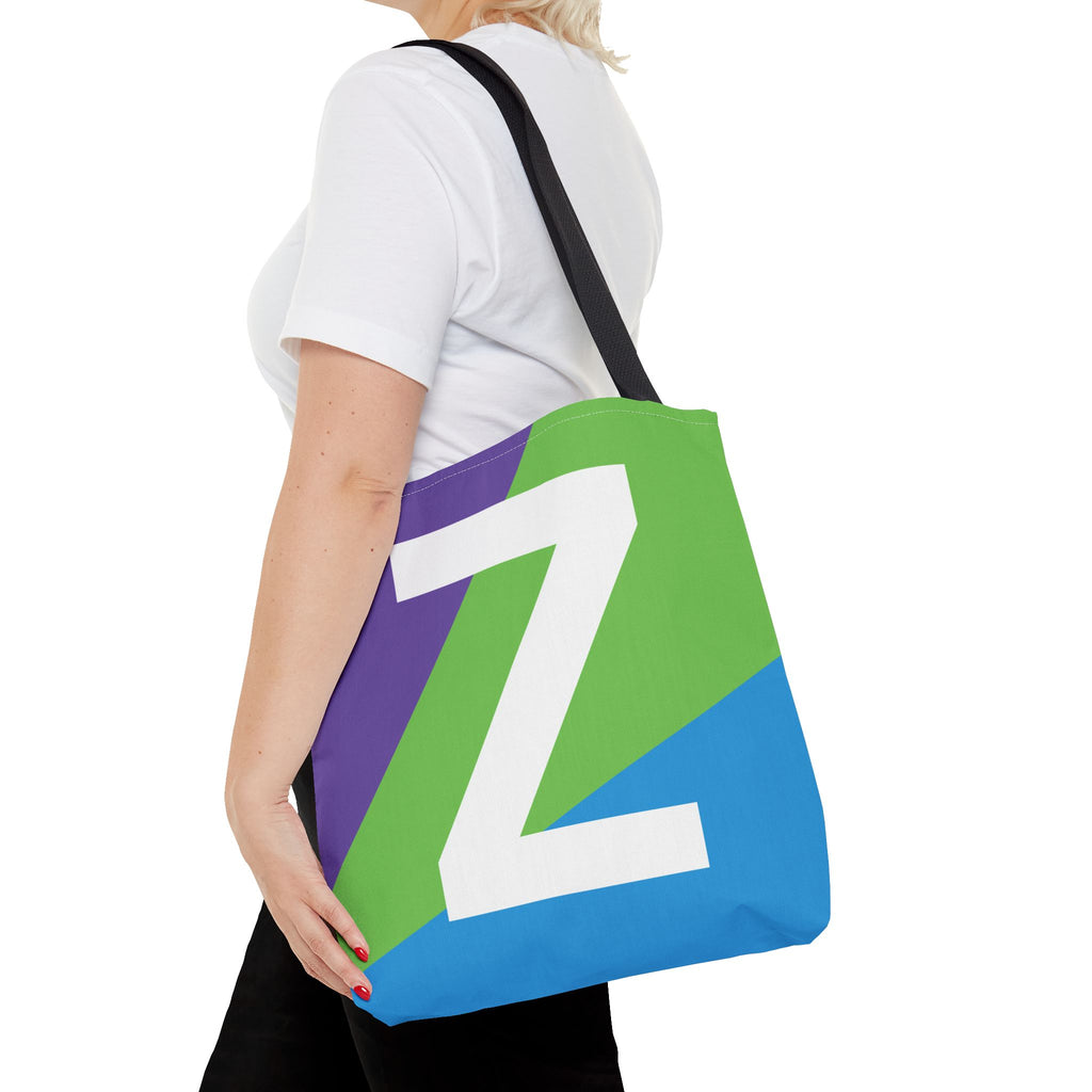 Monogram 'Z' Colorblock Tote Bag — Personalized Initial Z Shoulder Tote