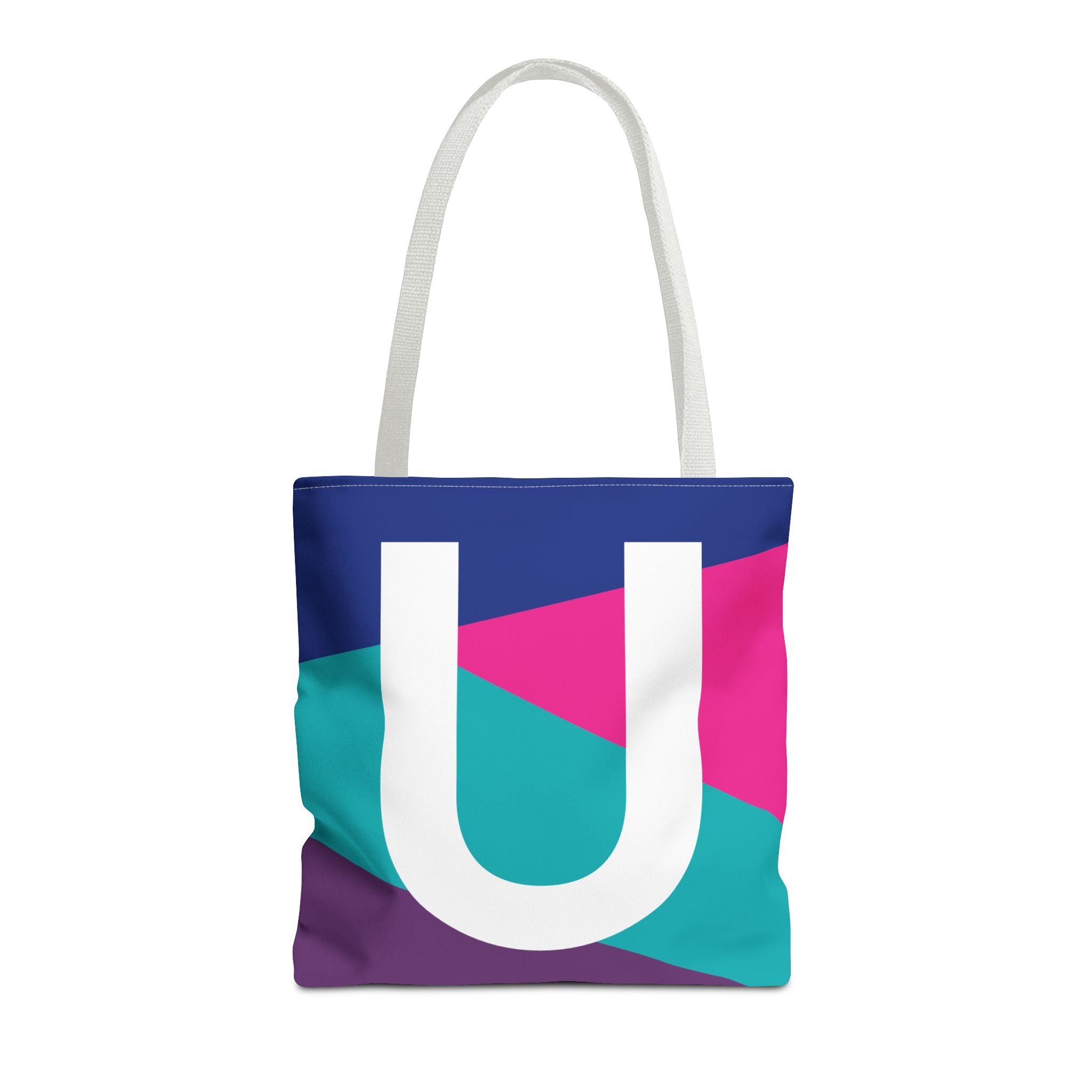 Monogram 'U' Colorblock Tote Bag — Personalized Initial U Shoulder Tote