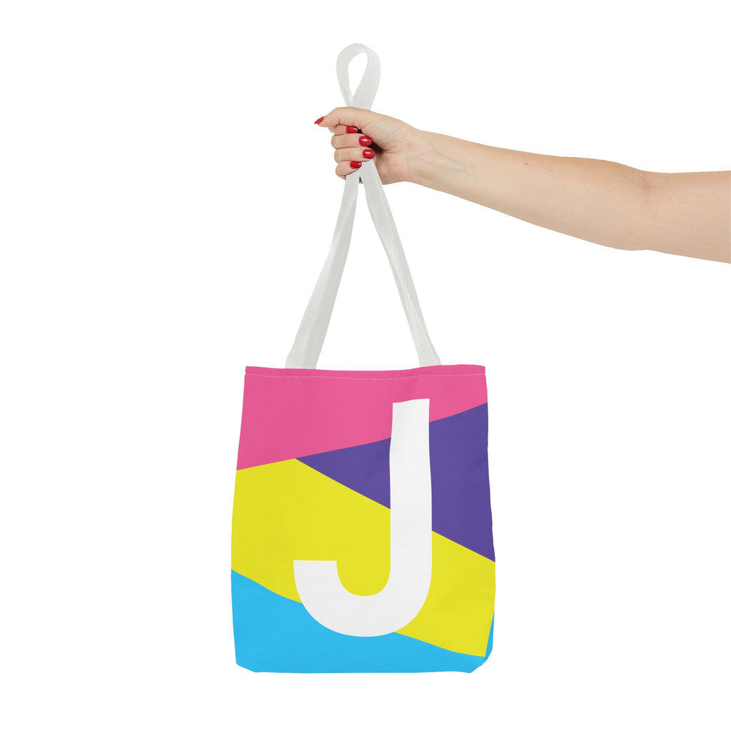 Monogram 'J' Colorblock Tote Bag — Personalized Initial J Shoulder Tote