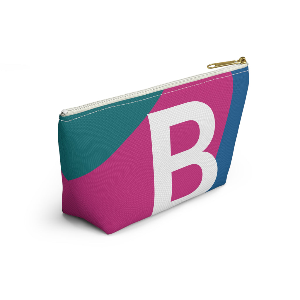 Initials Colorblock Accessory Pouch — Monogram B T-Bottom Cosmetic Bag