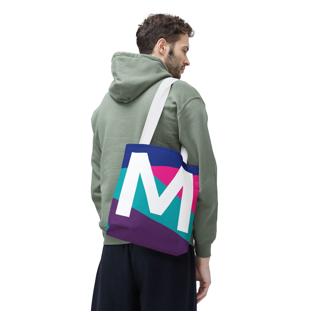 Monogram 'M' Colorblock Tote Bag — Personalized Initial L Shoulder Tote