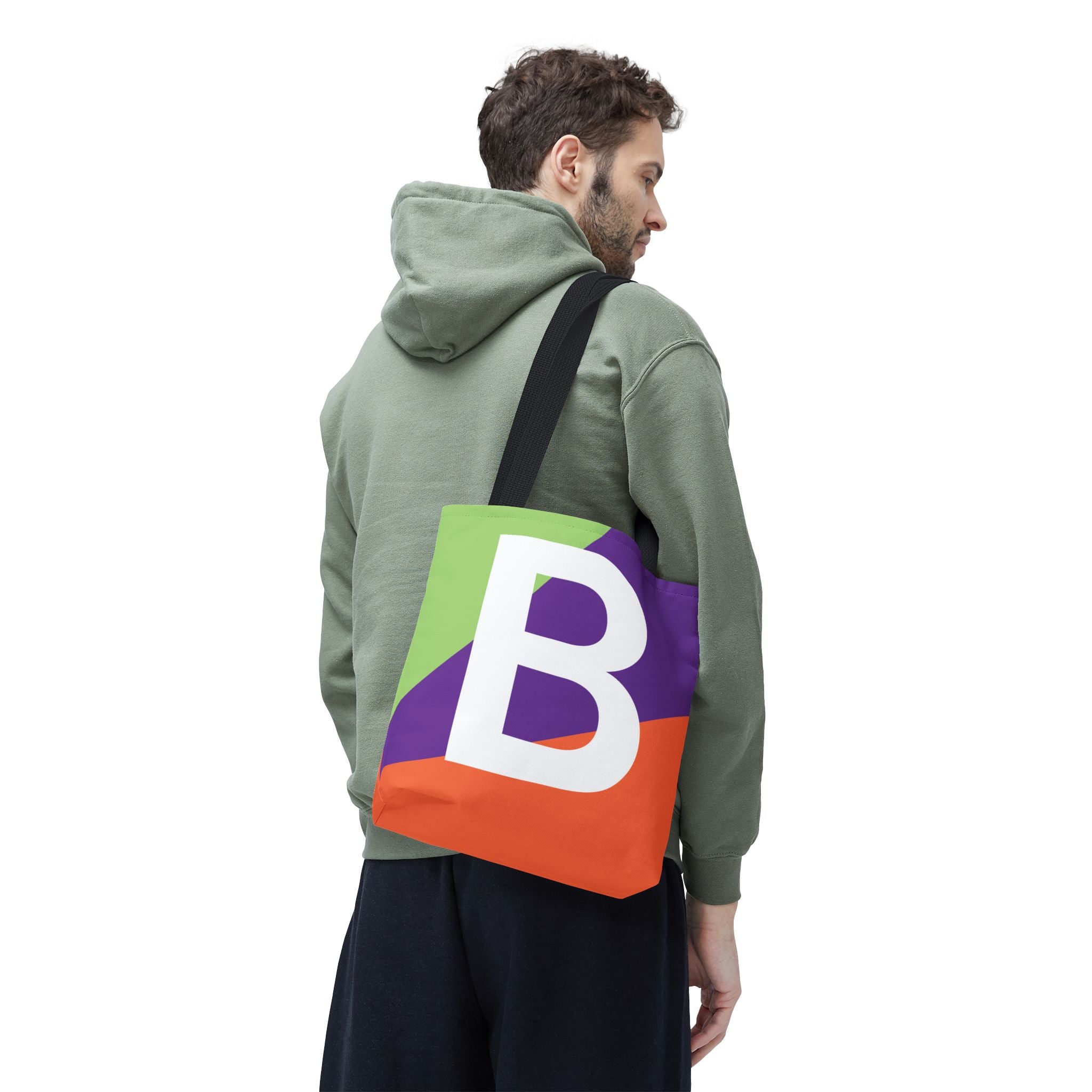 Monogram 'B' Colorblock Tote Bag — Personalized Initial B Shoulder Tote