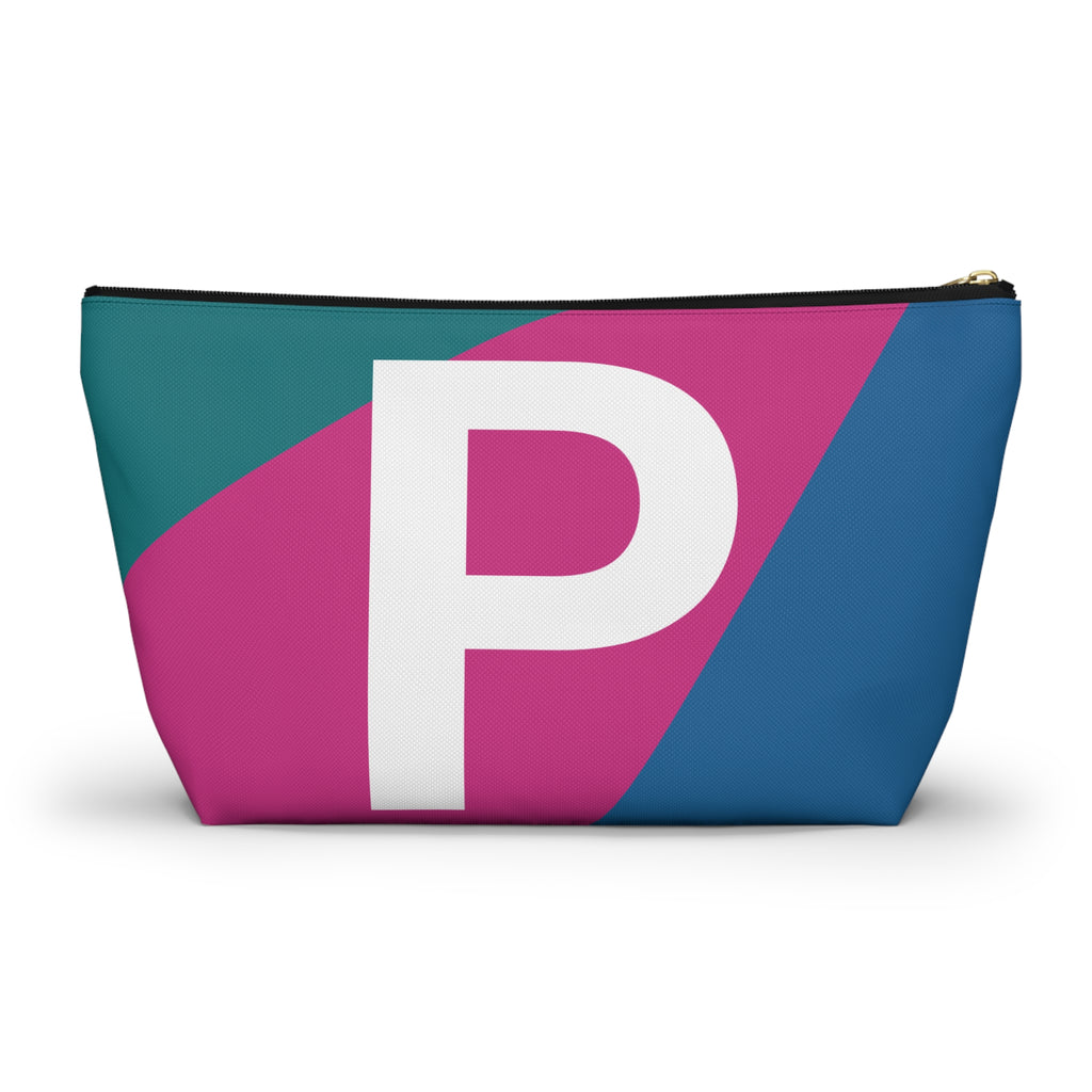 Initials Colorblock Accessory Pouch — Monogram P T-Bottom Cosmetic Bag