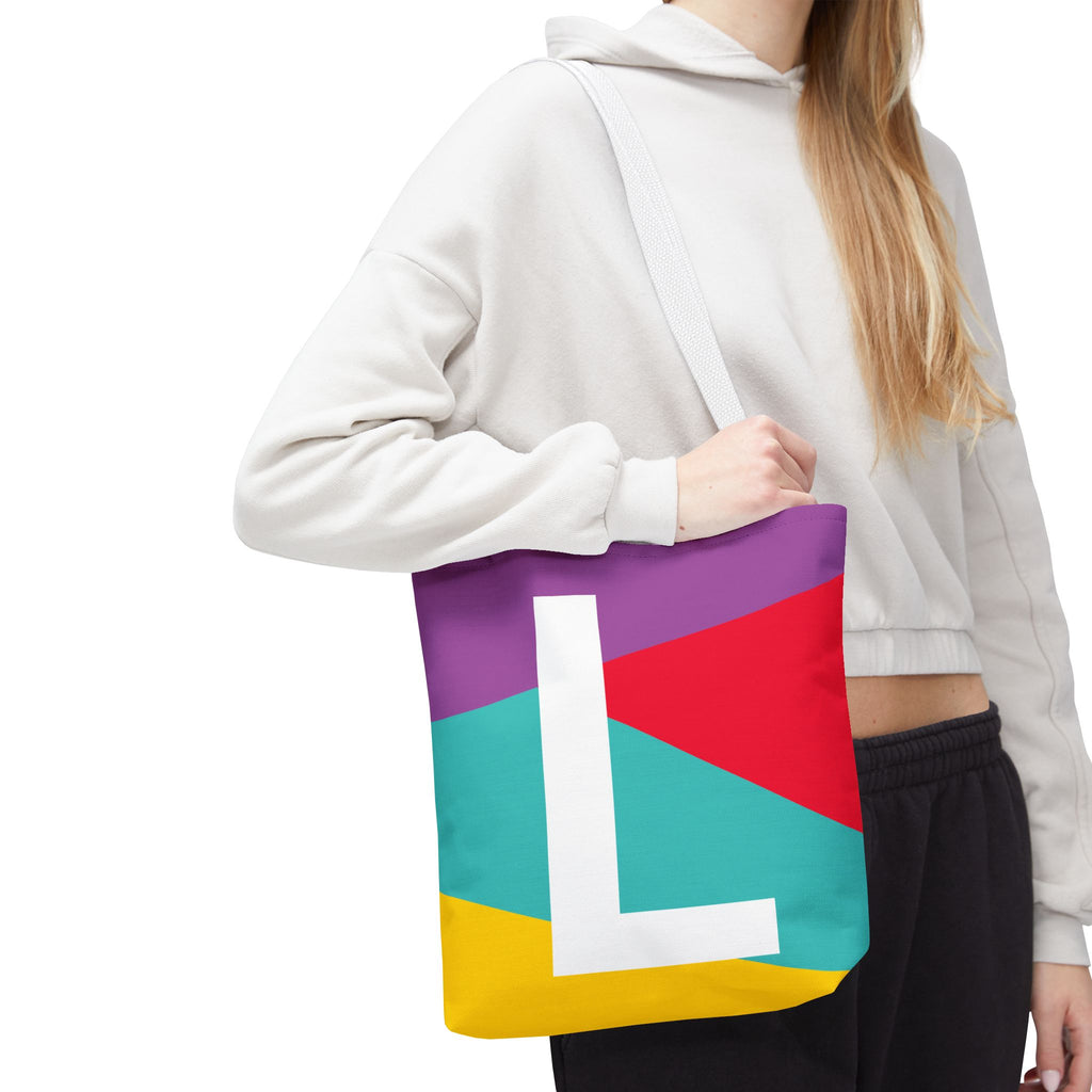 Monogram 'L' Colorblock Tote Bag — Personalized Initial L Shoulder Tote