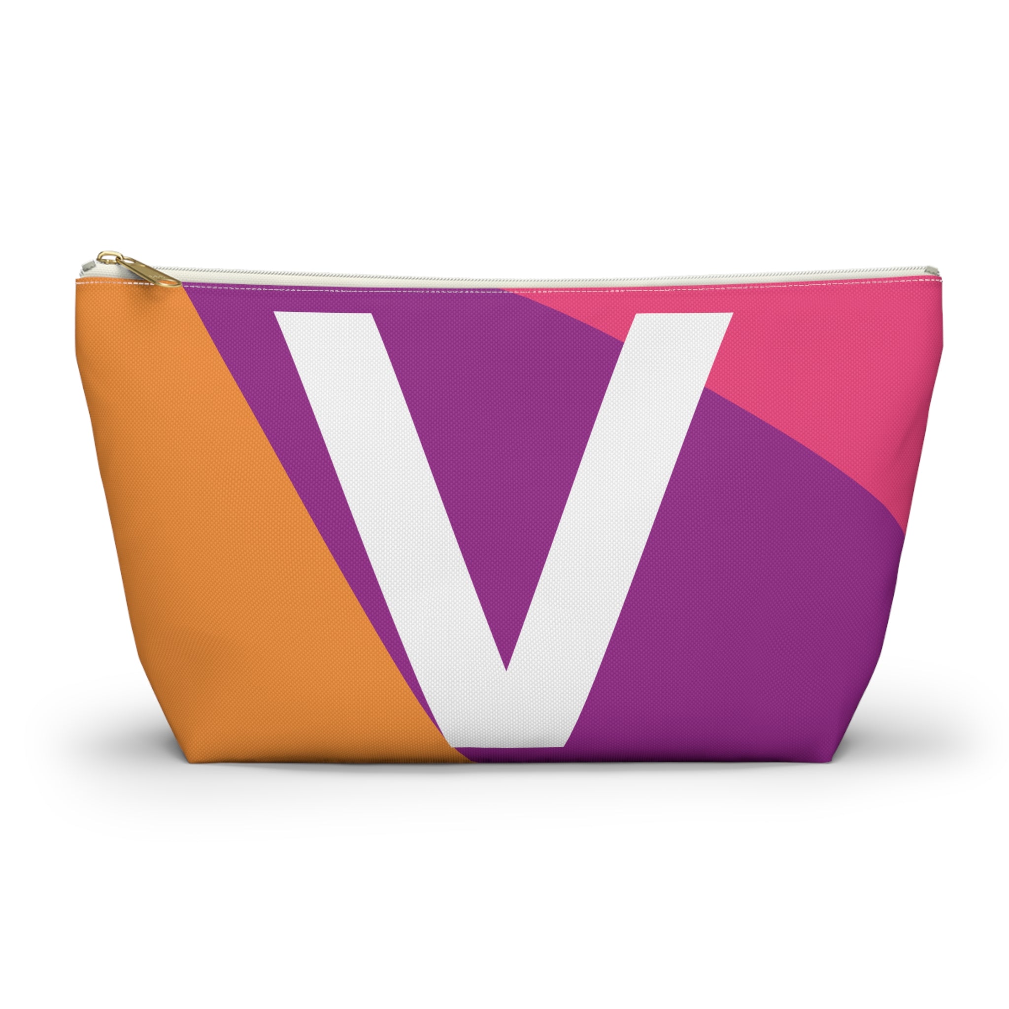 Initials Colorblock Accessory Pouch — Monogram V T-Bottom Cosmetic Bag