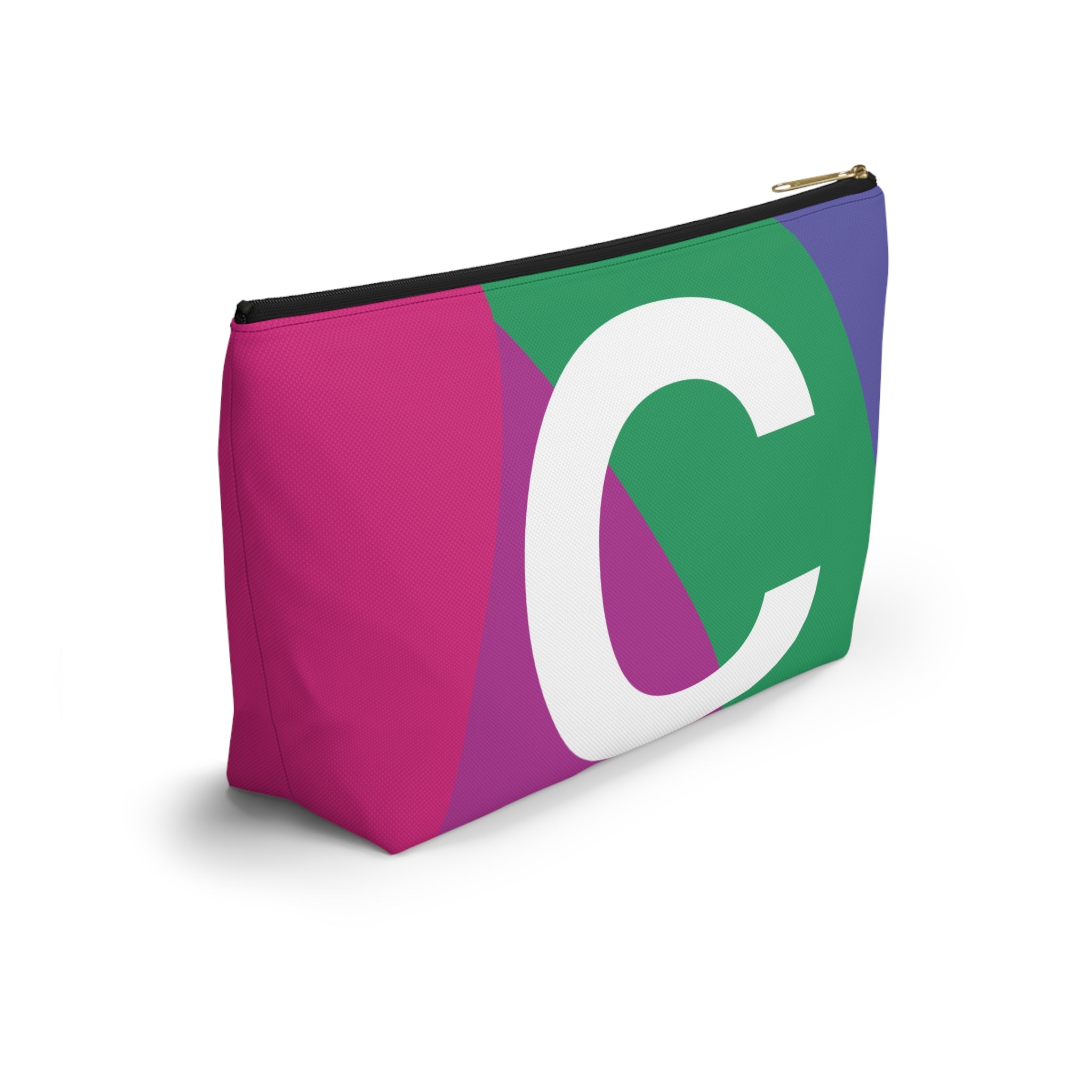 Initials Colorblock Accessory Pouch — Monogram C T-Bottom Cosmetic Bag