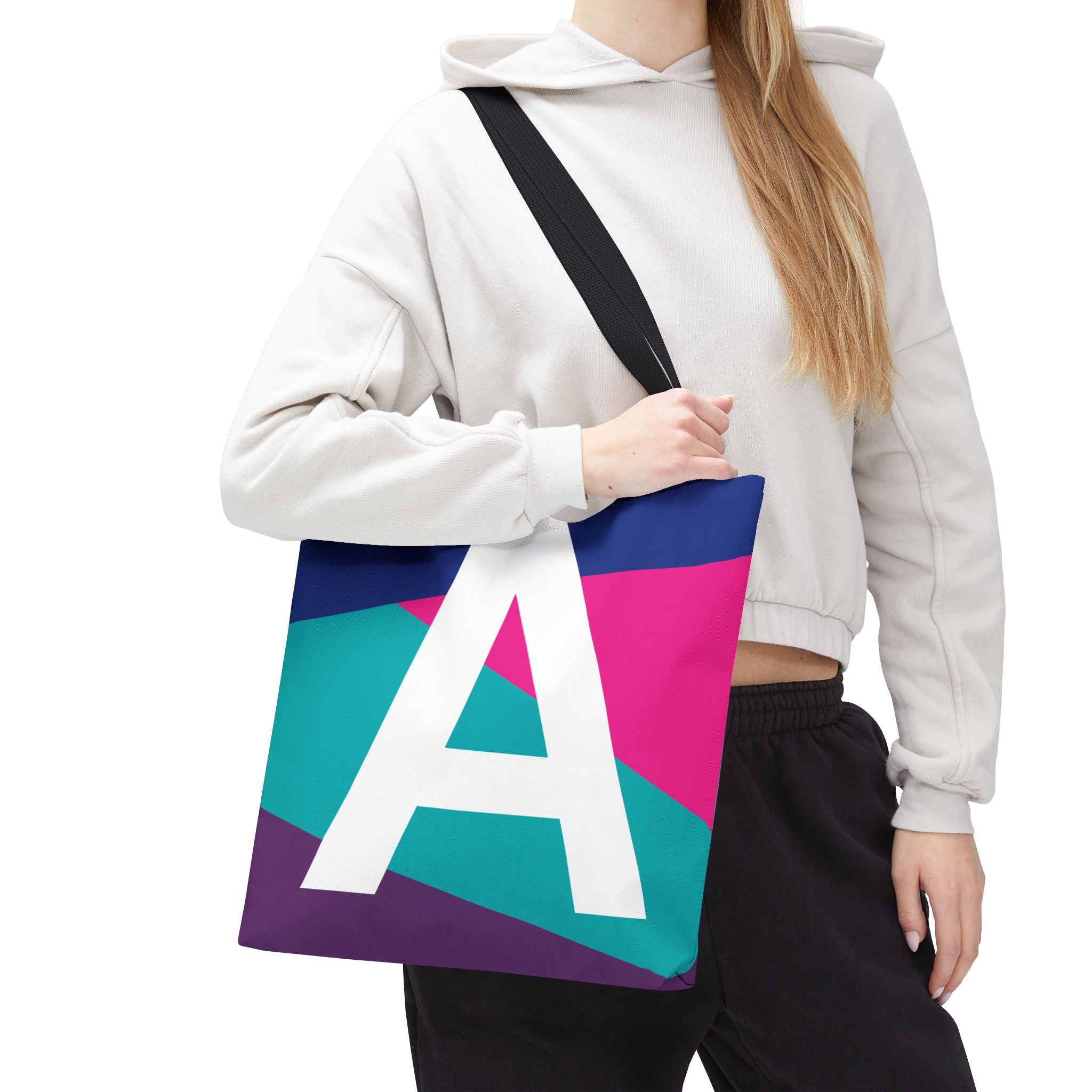 Monogram 'A' Colorblock Tote Bag — Personalized Initial A Shoulder Tote