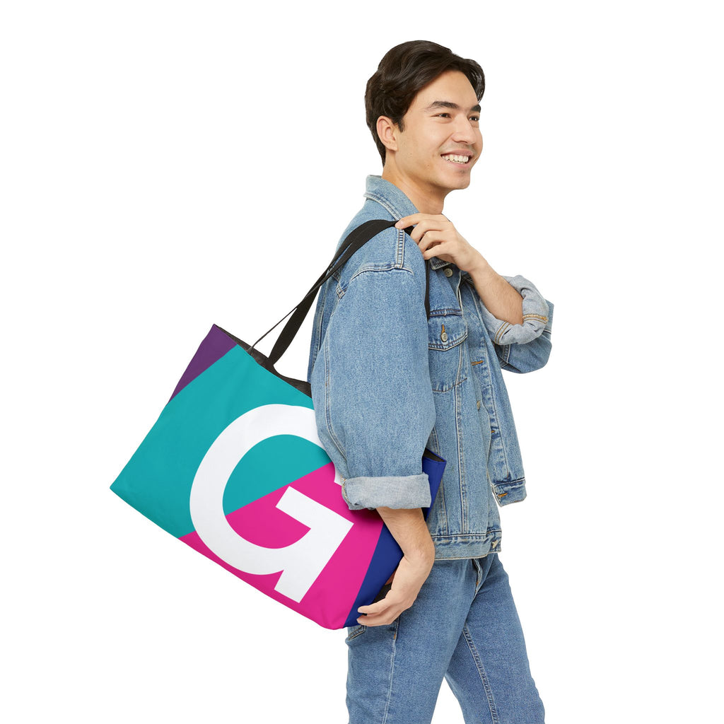 Personalized 'G' Colorblock Tote Bag — Monogram Weekender Tote