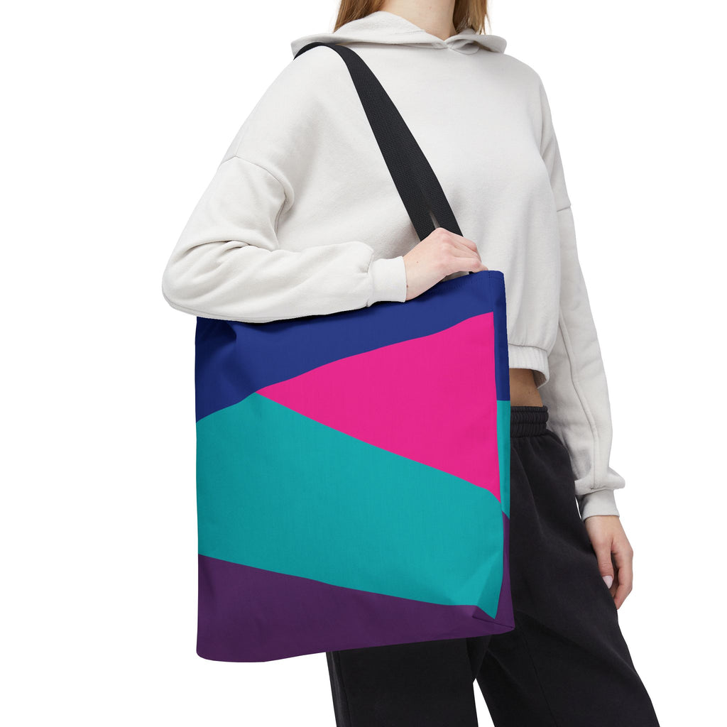 Retro 80s & 90s Inspired Color Block Tote Bag | Stylish Everyday Canvas Shoulder Bag