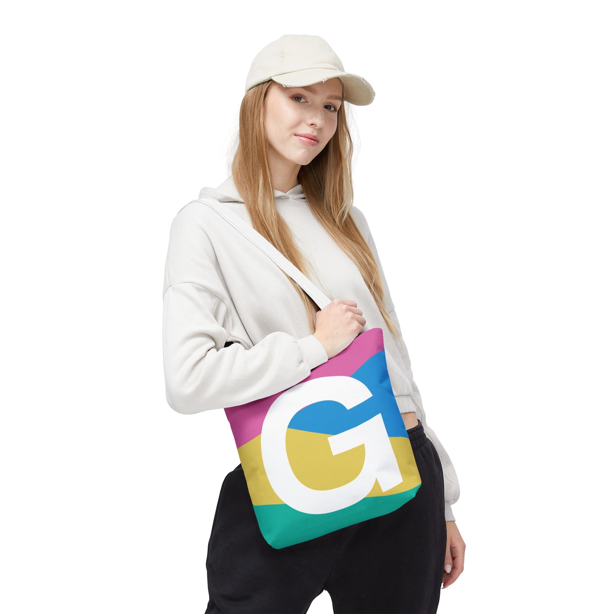 Monogram 'G' Colorblock Tote Bag — Personalized Initial G Shoulder Tote