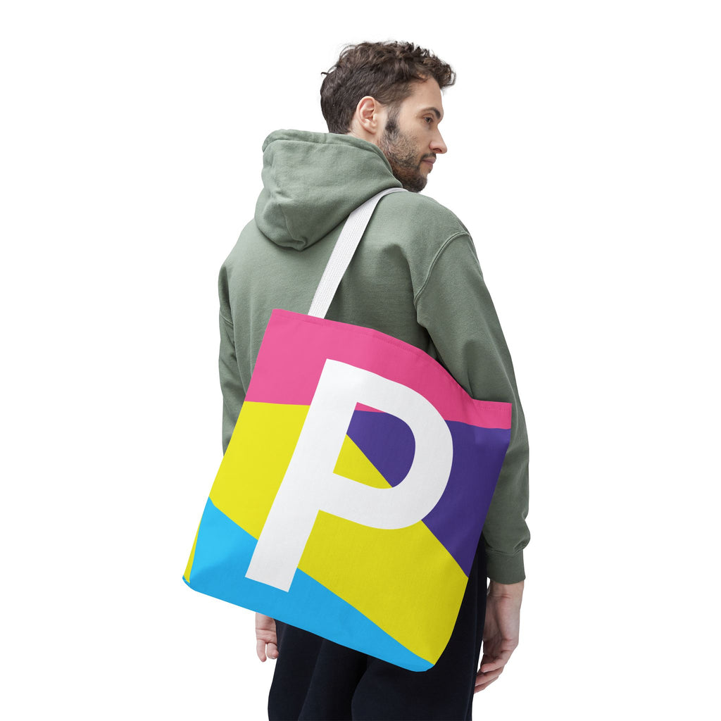 Monogram 'P' Colorblock Tote Bag — Personalized Initial P Shoulder Tote