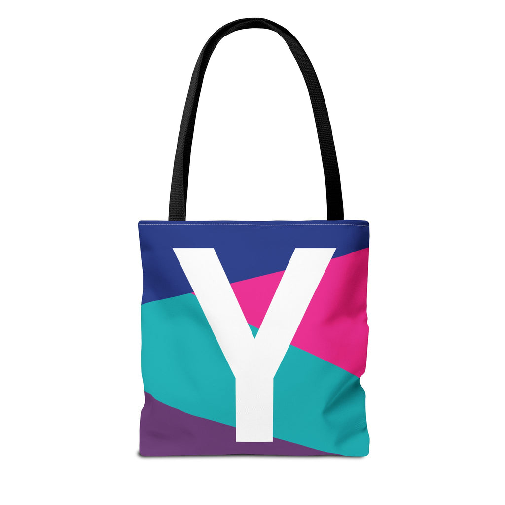 Monogram 'Y' Colorblock Tote Bag — Personalized Initial Y Shoulder Tote