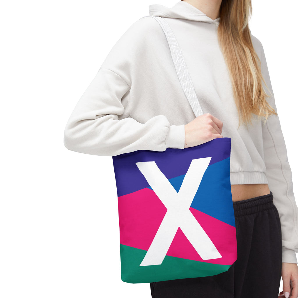 Monogram 'X' Colorblock Tote Bag — Personalized Initial X Shoulder Tote