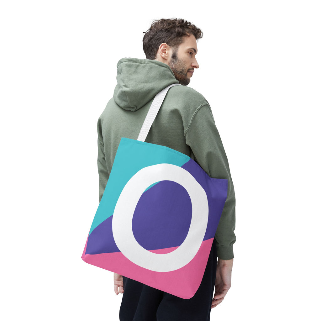 Monogram 'O' Colorblock Tote Bag — Personalized Initial O Shoulder Tote