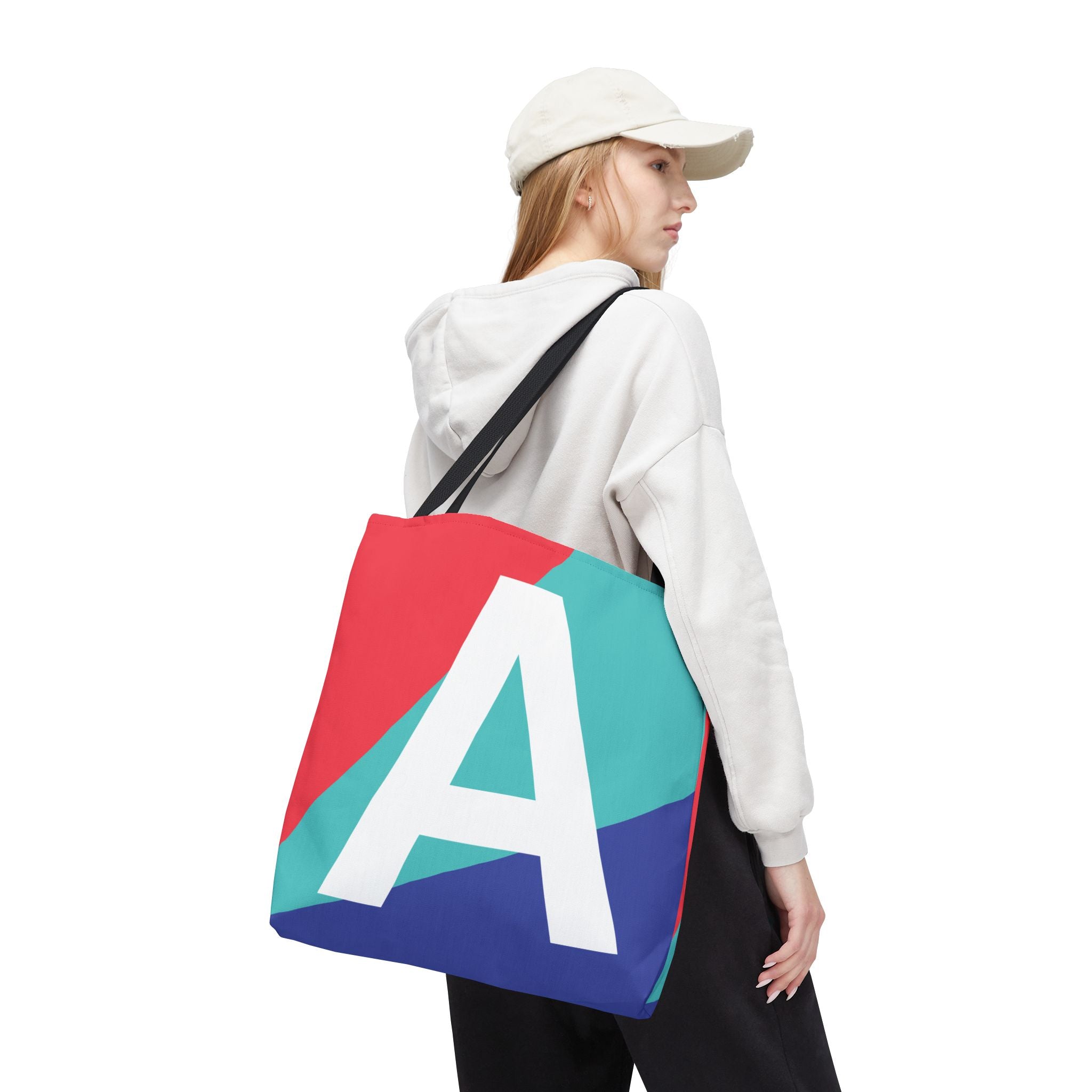 Monogram 'A' Colorblock Tote Bag — Personalized Initial A Shoulder Tote