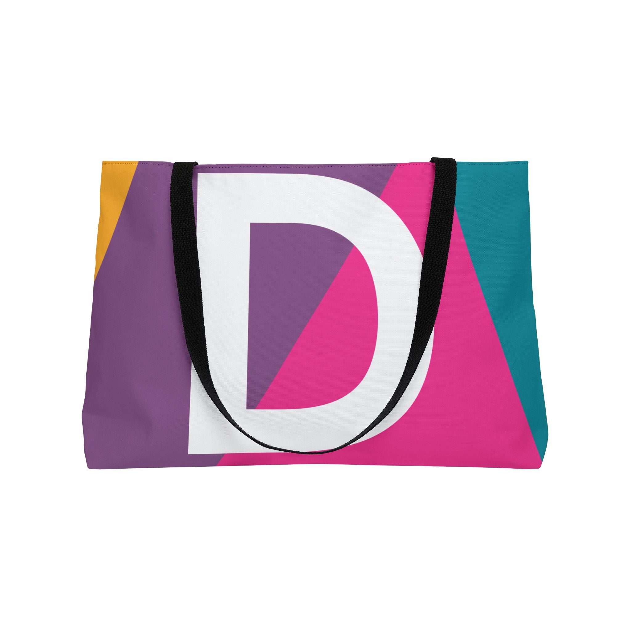Personalized 'D' Colorblock Tote Bag — Monogram Weekender Tote
