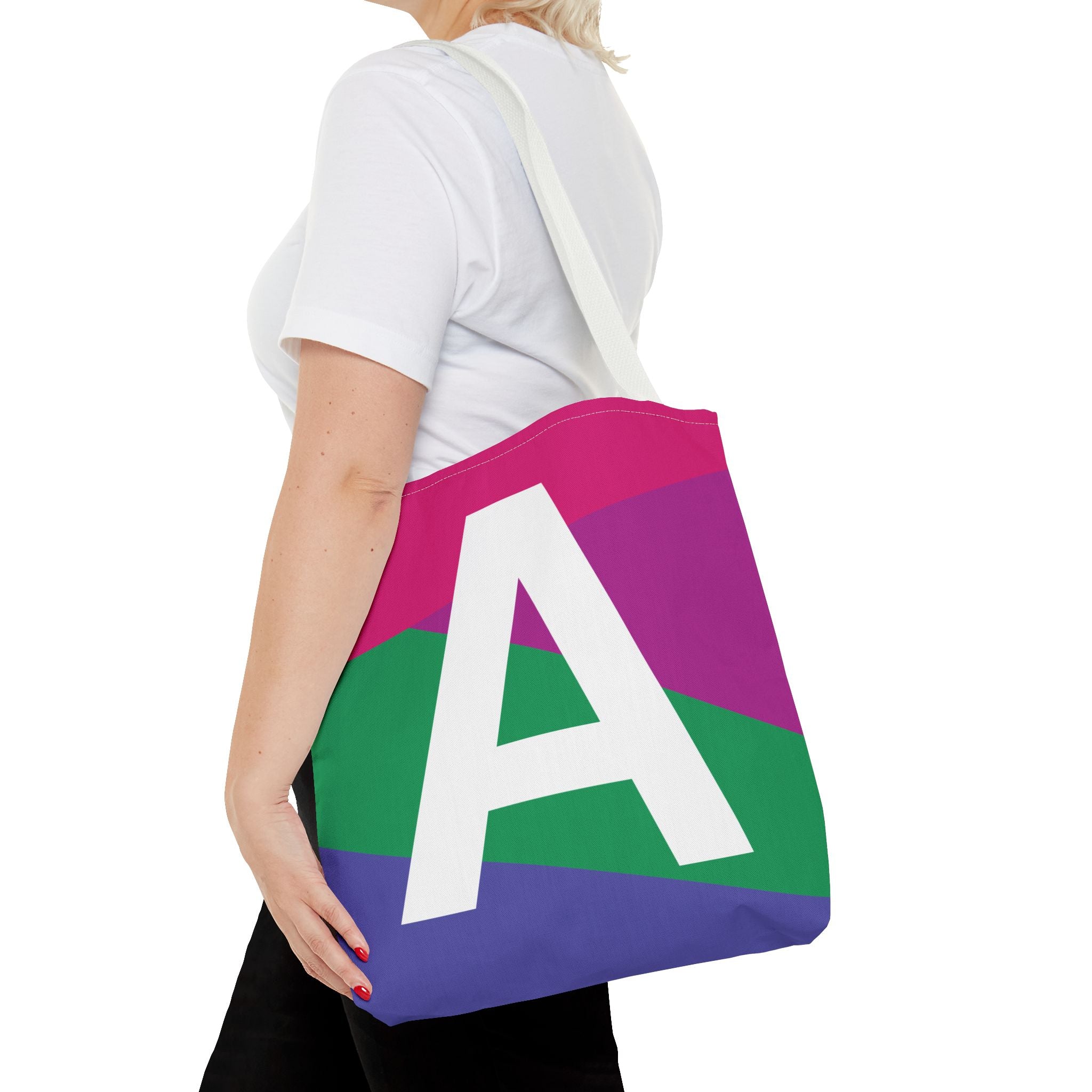 Monogram 'A' Colorblock Tote Bag — Personalized Initial A Shoulder Tote
