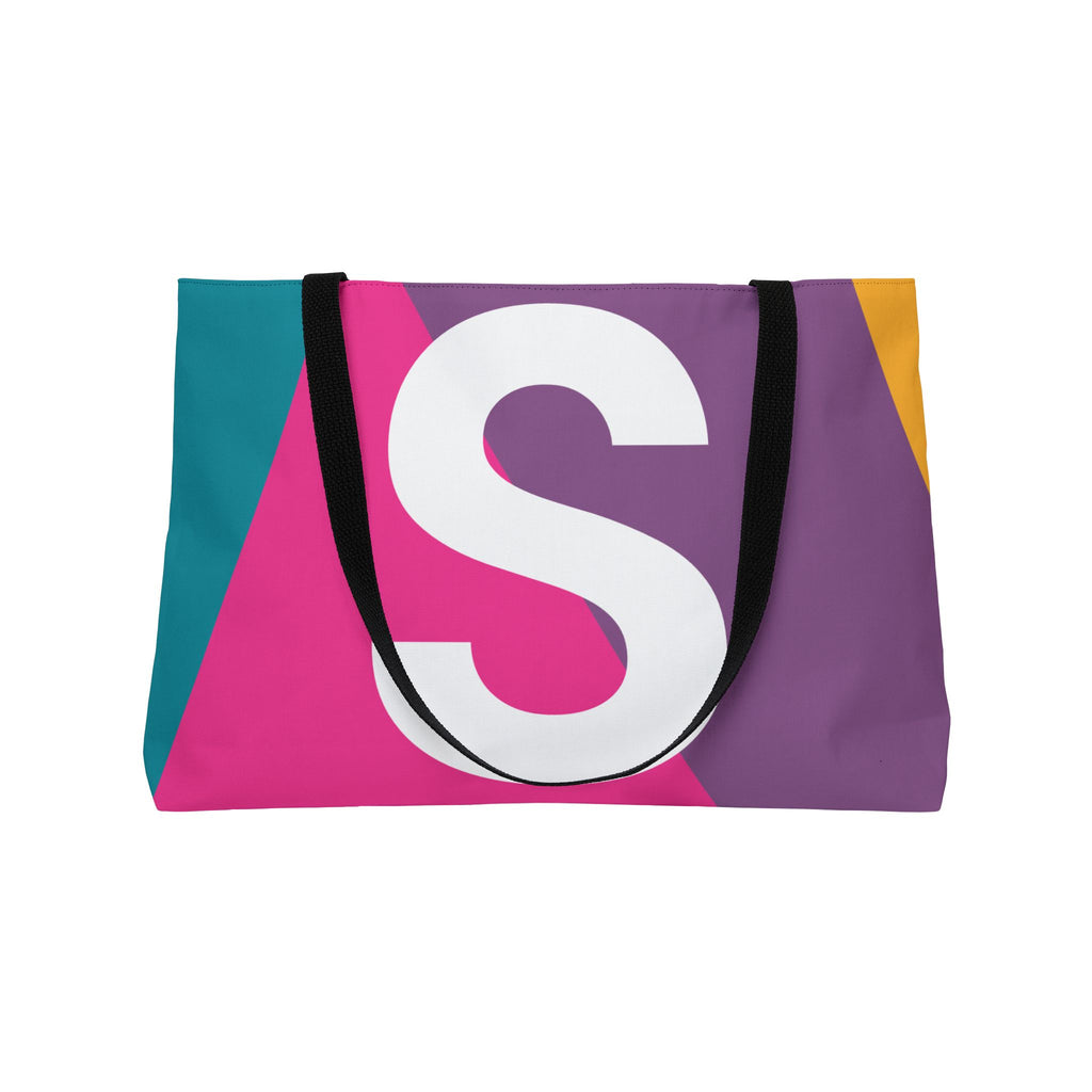 Personalized 'S' Colorblock Tote Bag — Monogram Weekender Tote