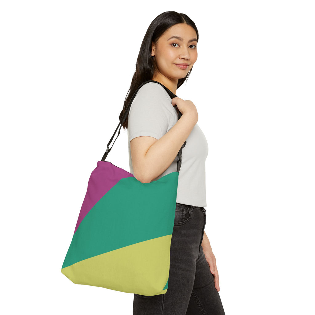 Colorblock Geometric Tote Bag — Adjustable Strap, Bright Abstract Pattern