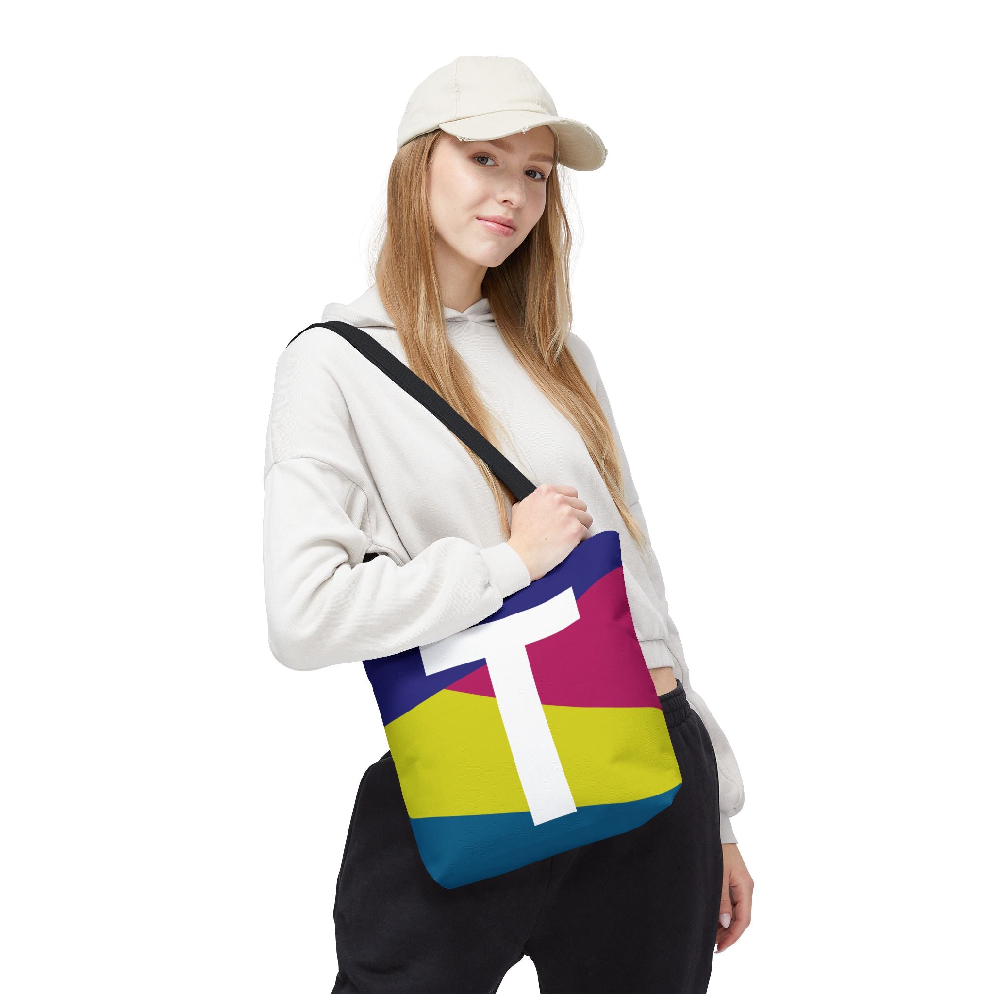 Monogram 'T' Colorblock Tote Bag — Personalized Initial T Shoulder Tote