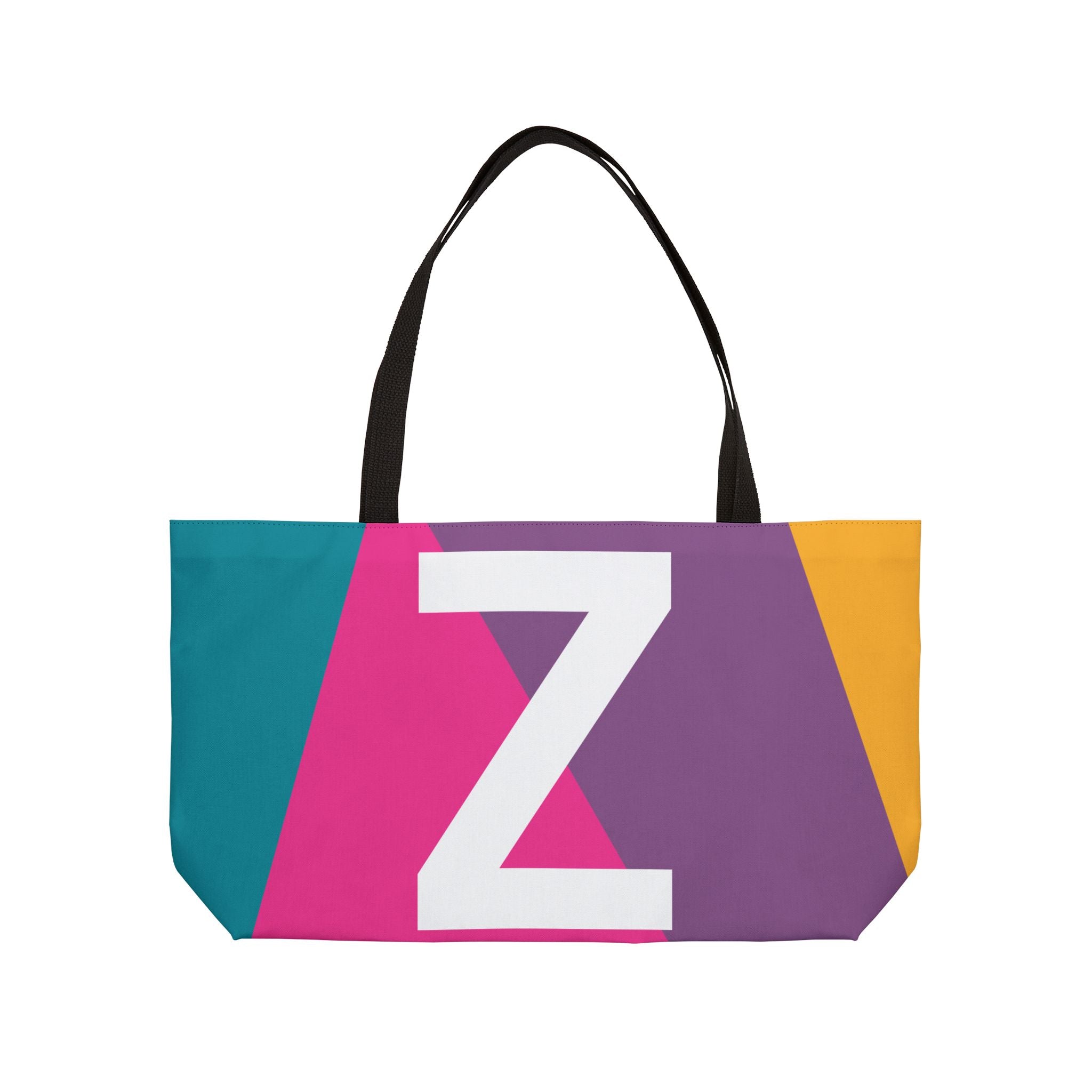 Personalized 'Z' Colorblock Tote Bag — Monogram Weekender Tote