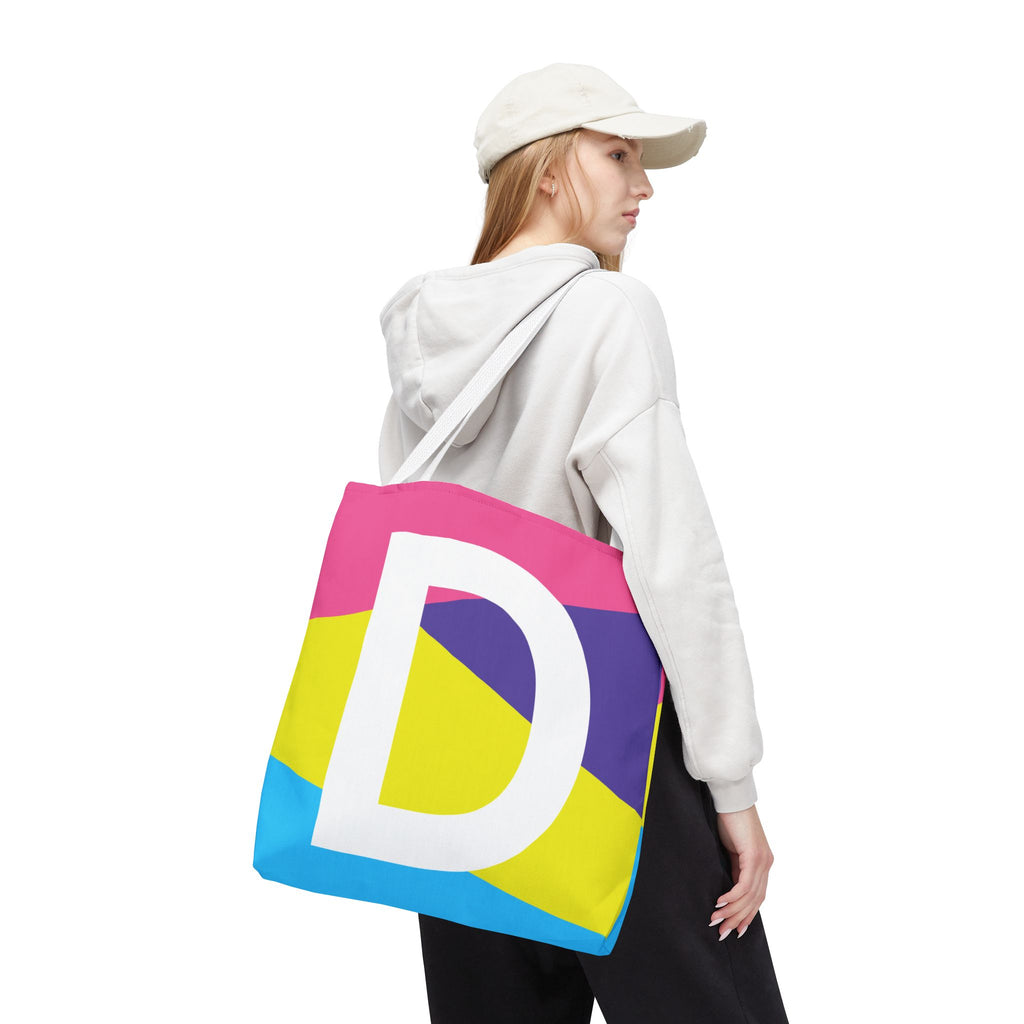 Monogram 'D' Colorblock Tote Bag — Personalized Initial D Shoulder Tote