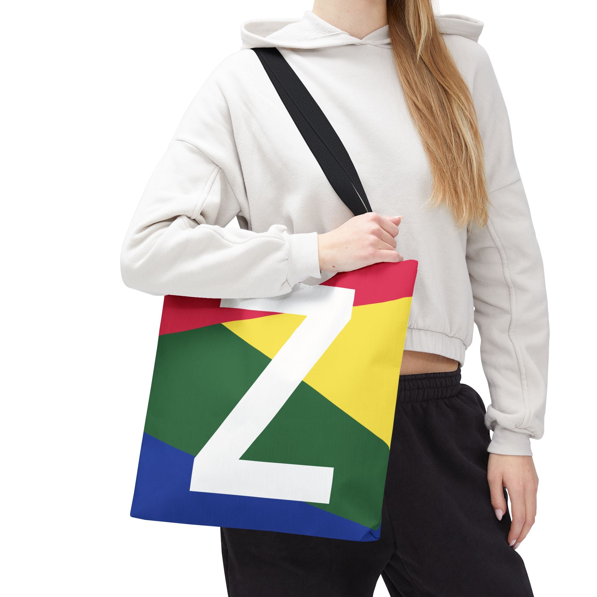 Monogram 'Z' Colorblock Tote Bag — Personalized Initial Z Shoulder Tote