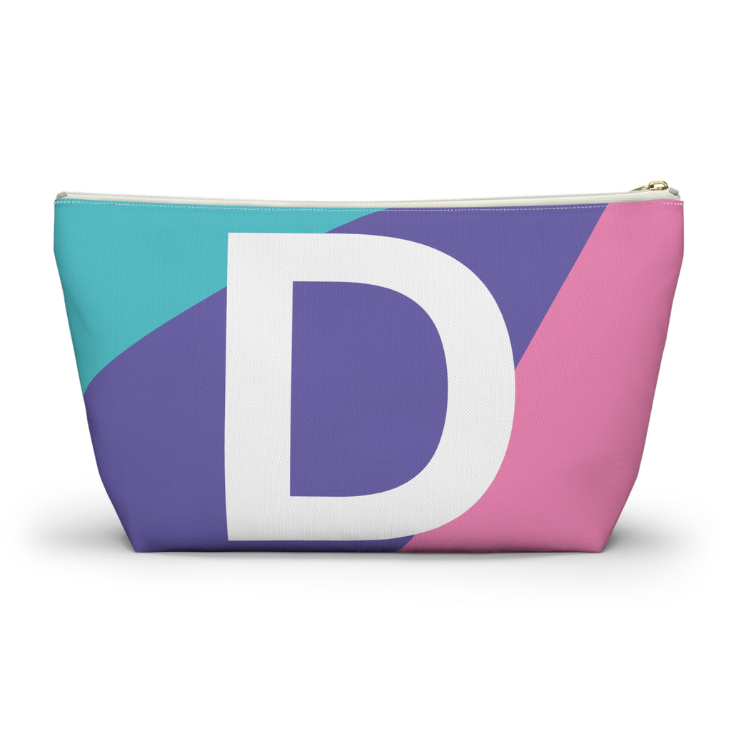 Initials Colorblock Accessory Pouch — Monogram D T-Bottom Cosmetic Bag