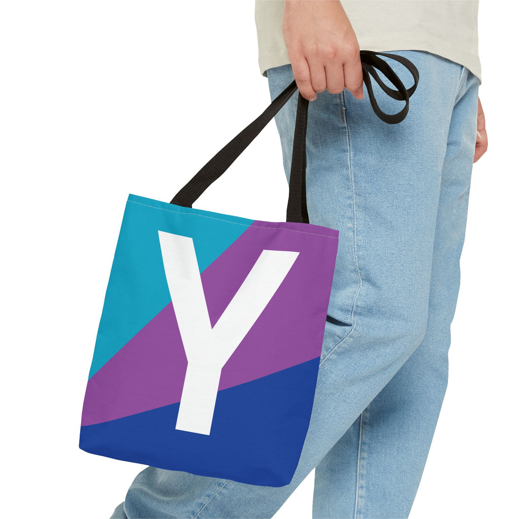 Monogram 'Y' Colorblock Tote Bag — Personalized Initial Y Shoulder Tote