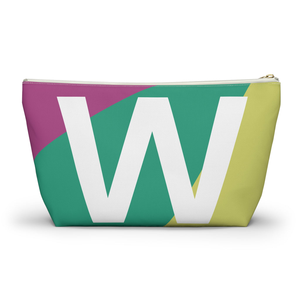 Initials Colorblock Accessory Pouch — Monogram W T-Bottom Cosmetic Bag