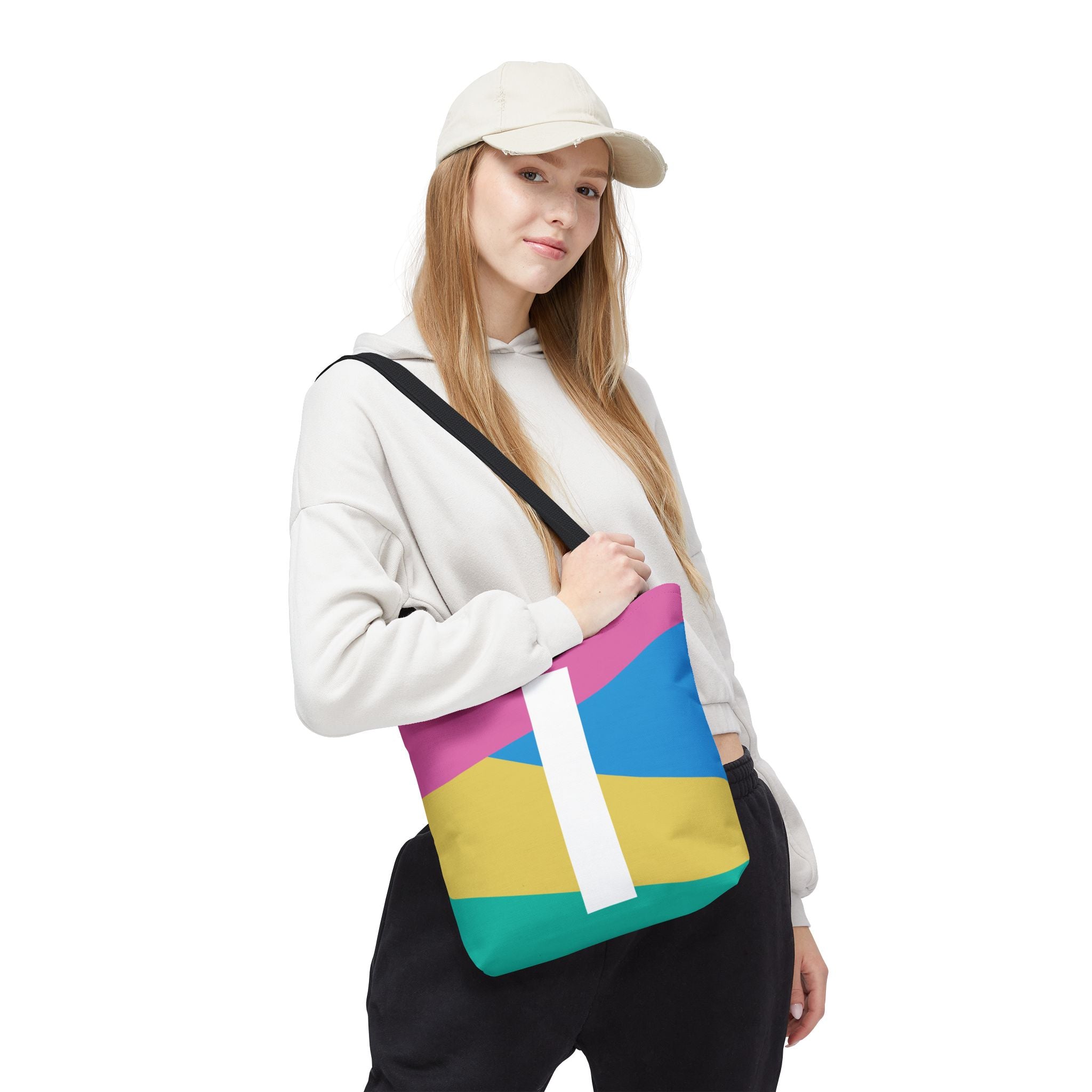 Monogram 'I' Colorblock Tote Bag — Personalized Initial I Shoulder Tote