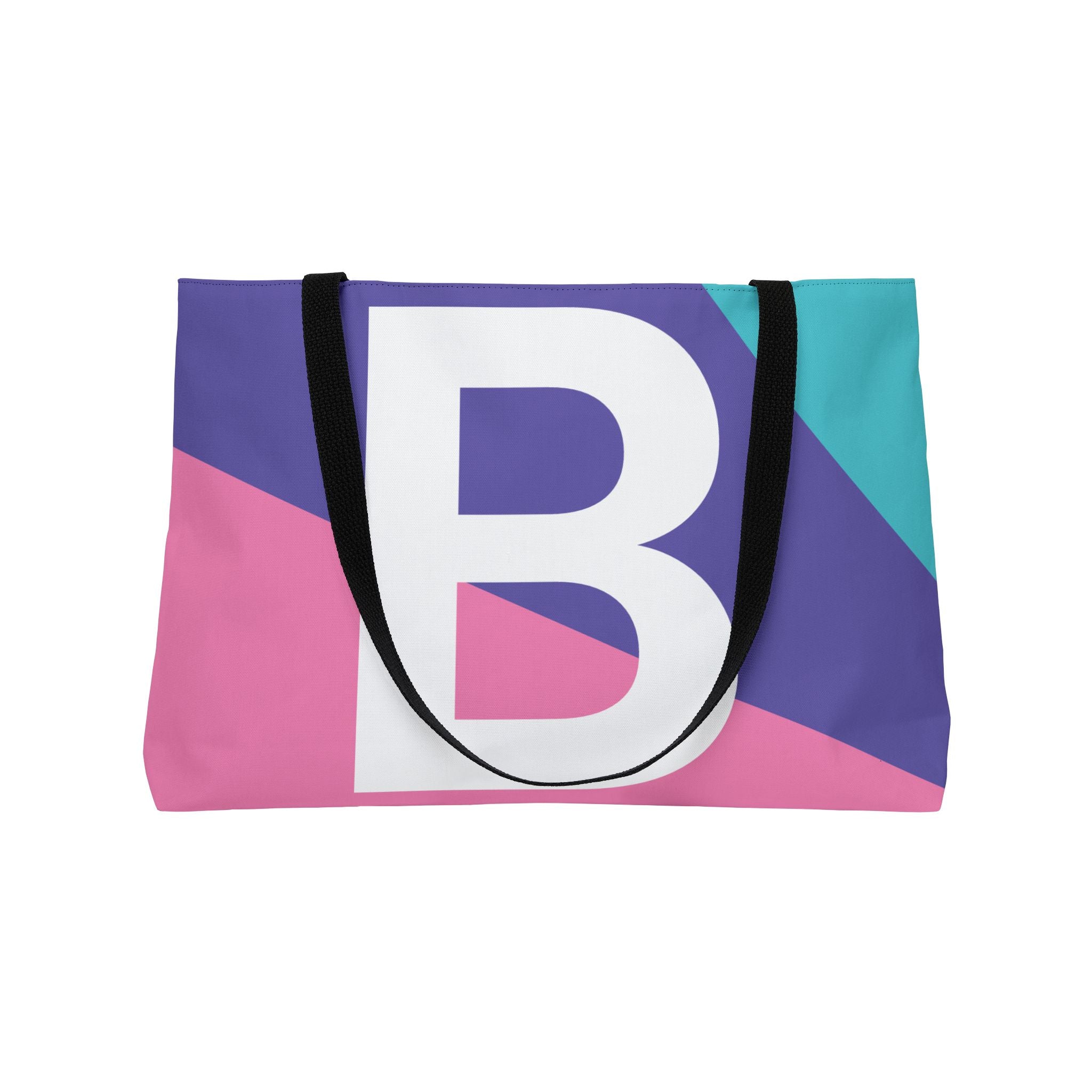 Personalized 'B' Colorblock Tote Bag — Monogram Weekender Tote