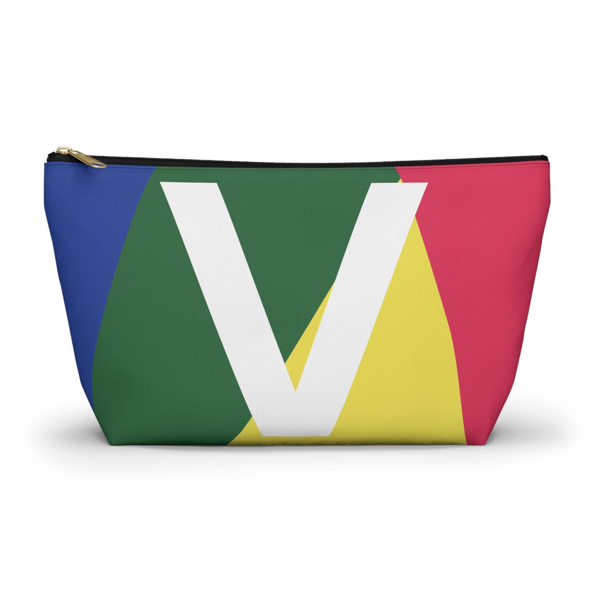 Initials Colorblock Accessory Pouch — Monogram V T-Bottom Cosmetic Bag