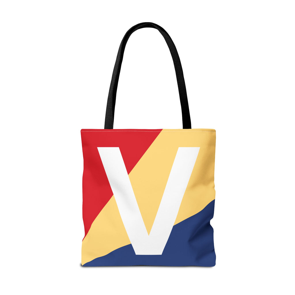 Monogram 'V' Colorblock Tote Bag — Personalized Initial V Shoulder Tote