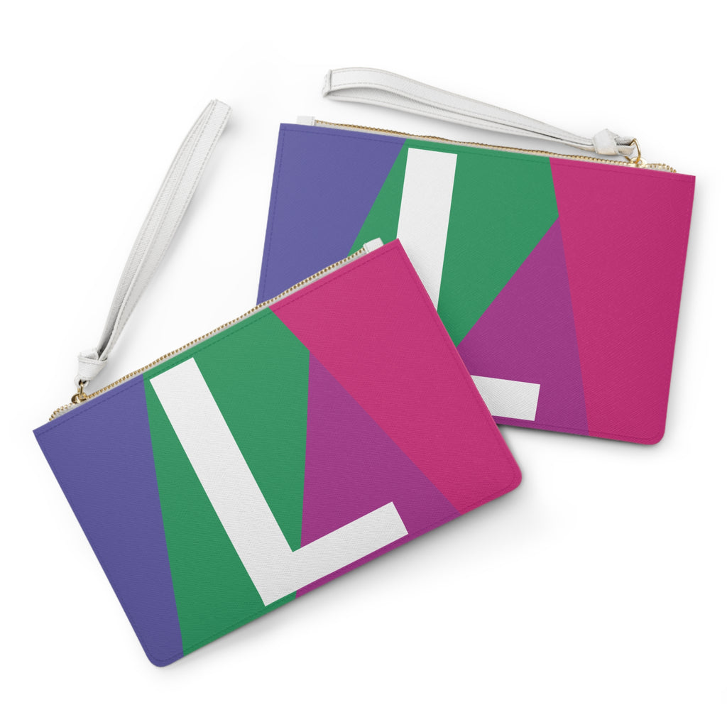 Monogram 'L' Colorblock Clutch Bag — Bold Geometric Wristlet for Everyday & Gifts