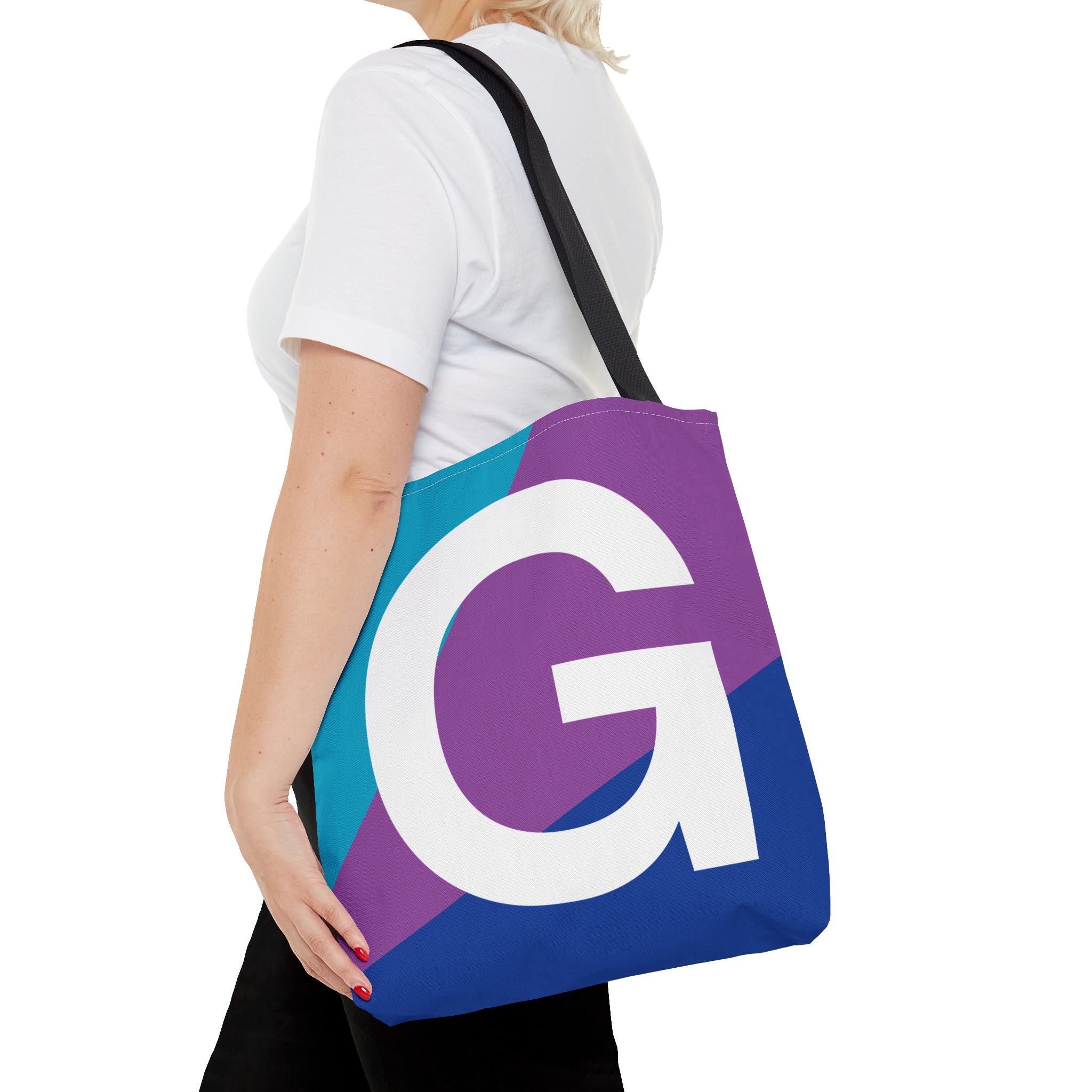Monogram 'G' Colorblock Tote Bag — Personalized Initial G Shoulder Tote