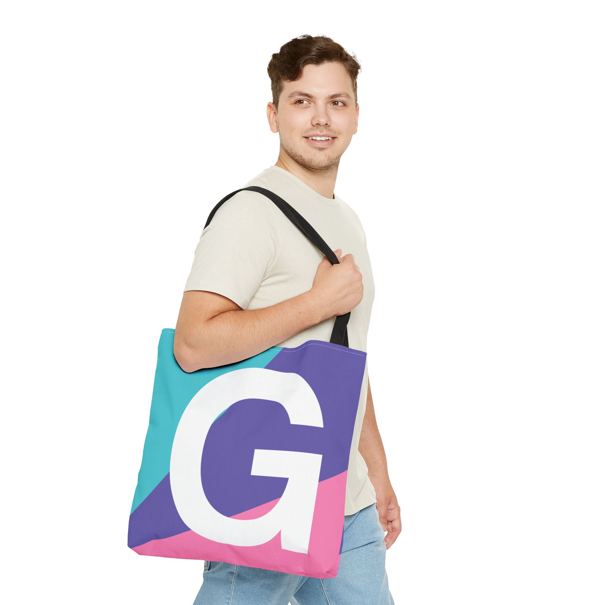 Monogram 'G' Colorblock Tote Bag — Personalized Initial G Shoulder Tote