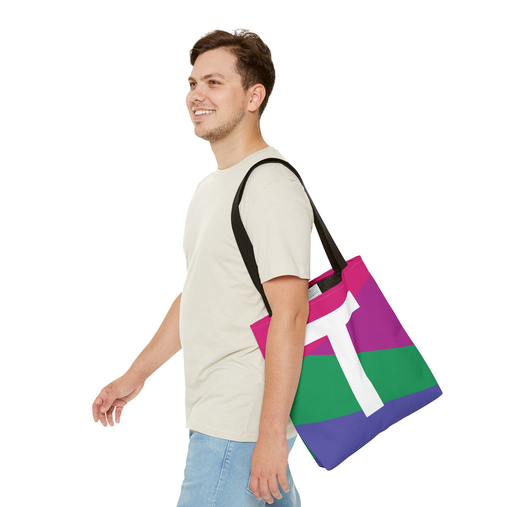 Monogram 'T' Colorblock Tote Bag — Personalized Initial T Shoulder Tote