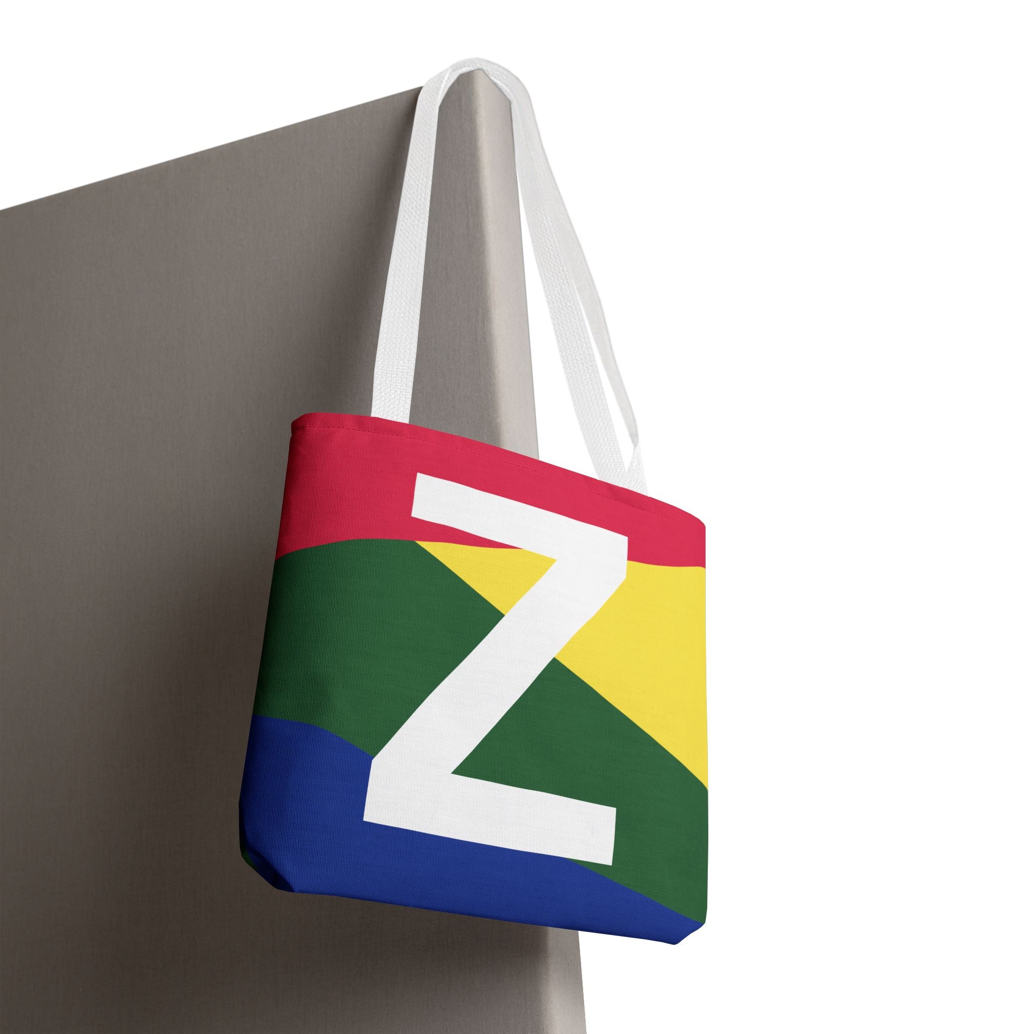 Monogram 'Z' Colorblock Tote Bag — Personalized Initial Z Shoulder Tote